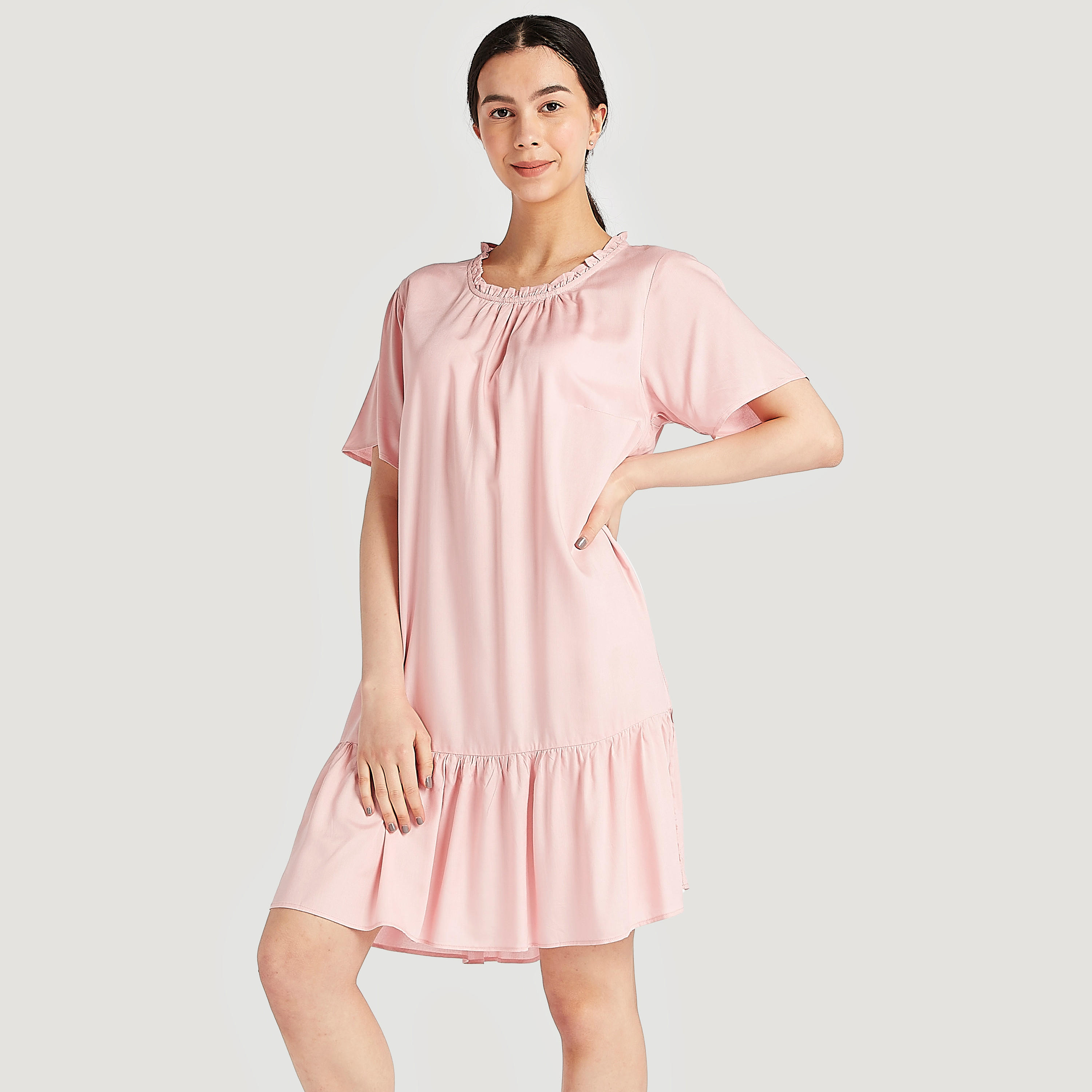 قميص نوم بتفاصيل كشكش - طقم من قطعتين متنوعتين-women-clothing-nightwear-nighties-image-5