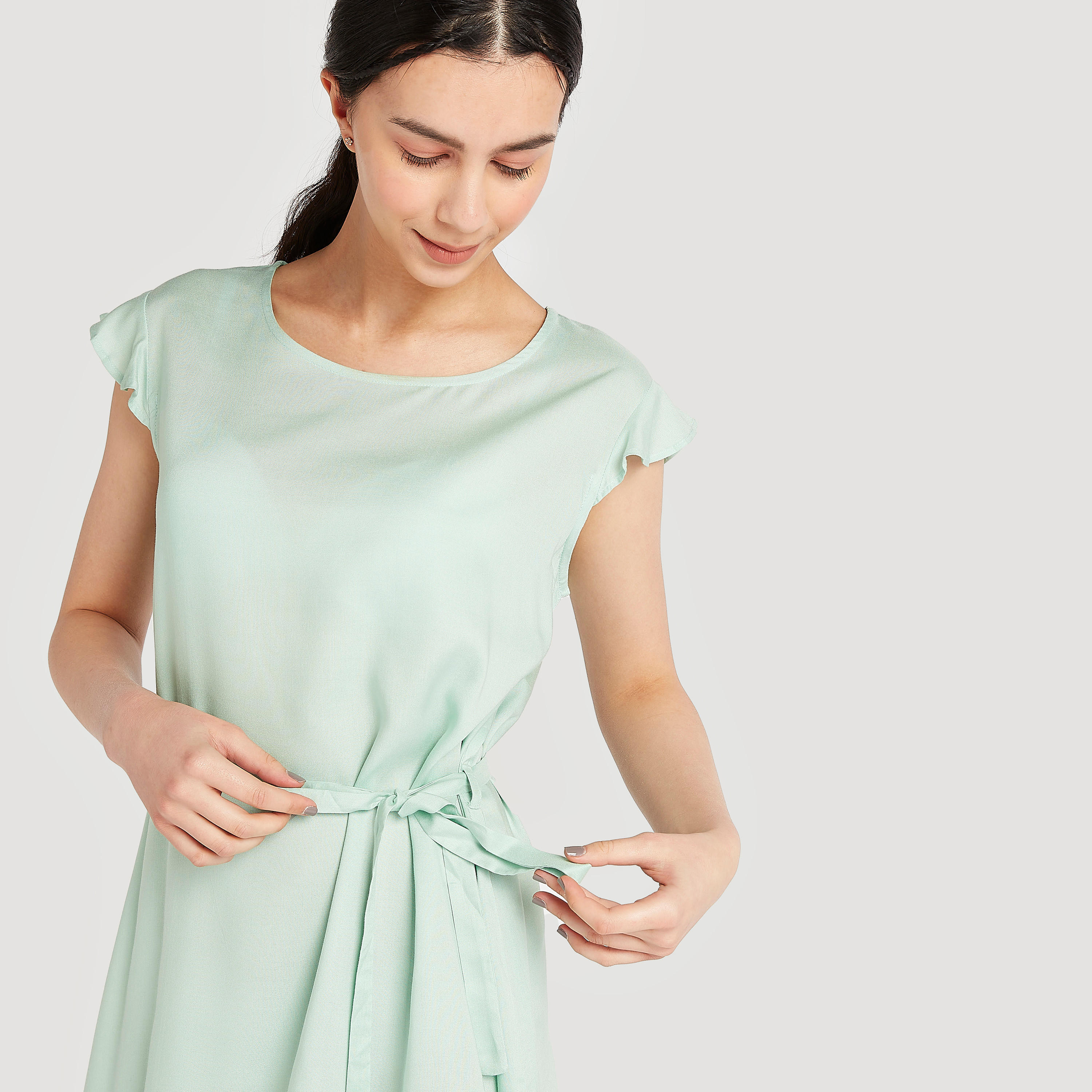 قميص نوم بحزام وياقة مستديرة - طقم من قطعتين متنوعتين-women-clothing-nightwear-nighties-image-7