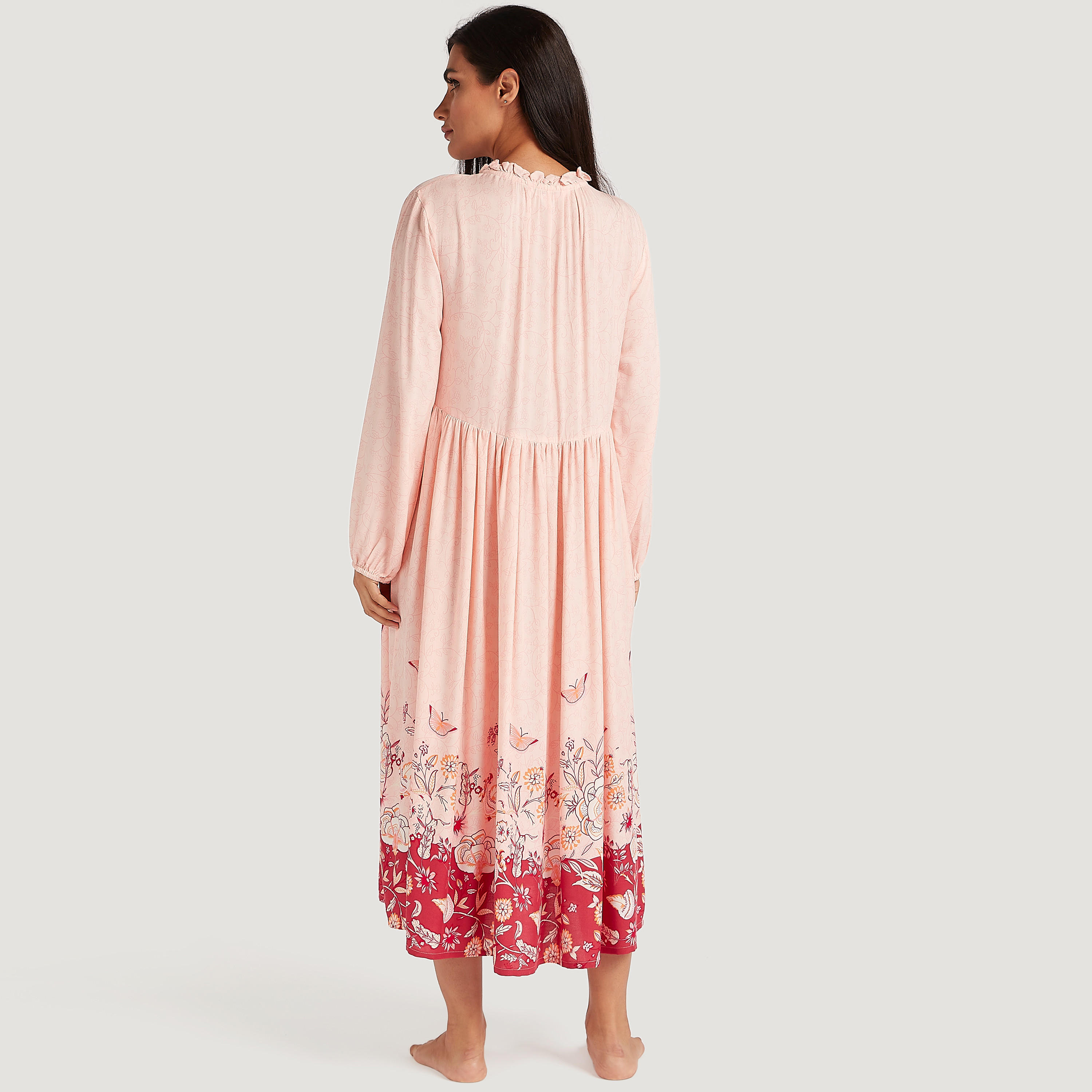 قميص نوم بطبعات وأكمام طويلة وربطة عنق-women-clothing-nightwear-nighties-image-3