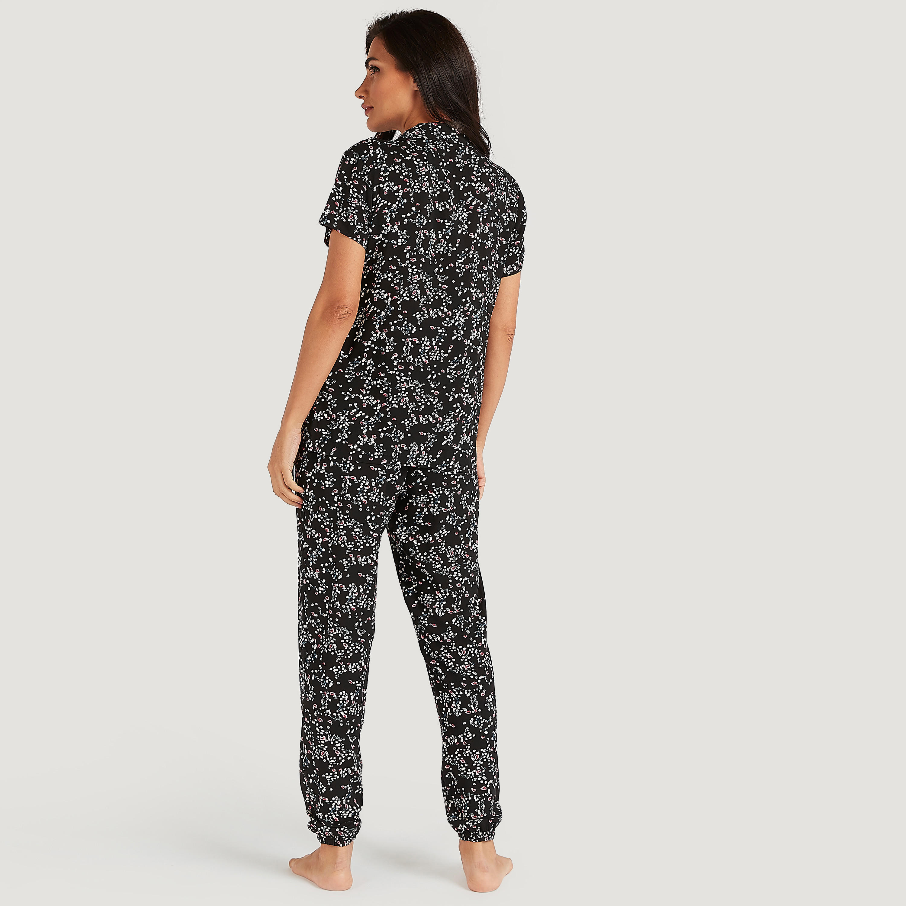 طقم من بنطلون بيجاما وقميص بطبعات أزهار-women-clothing-nightwear-pyjamas-longsets-image-4