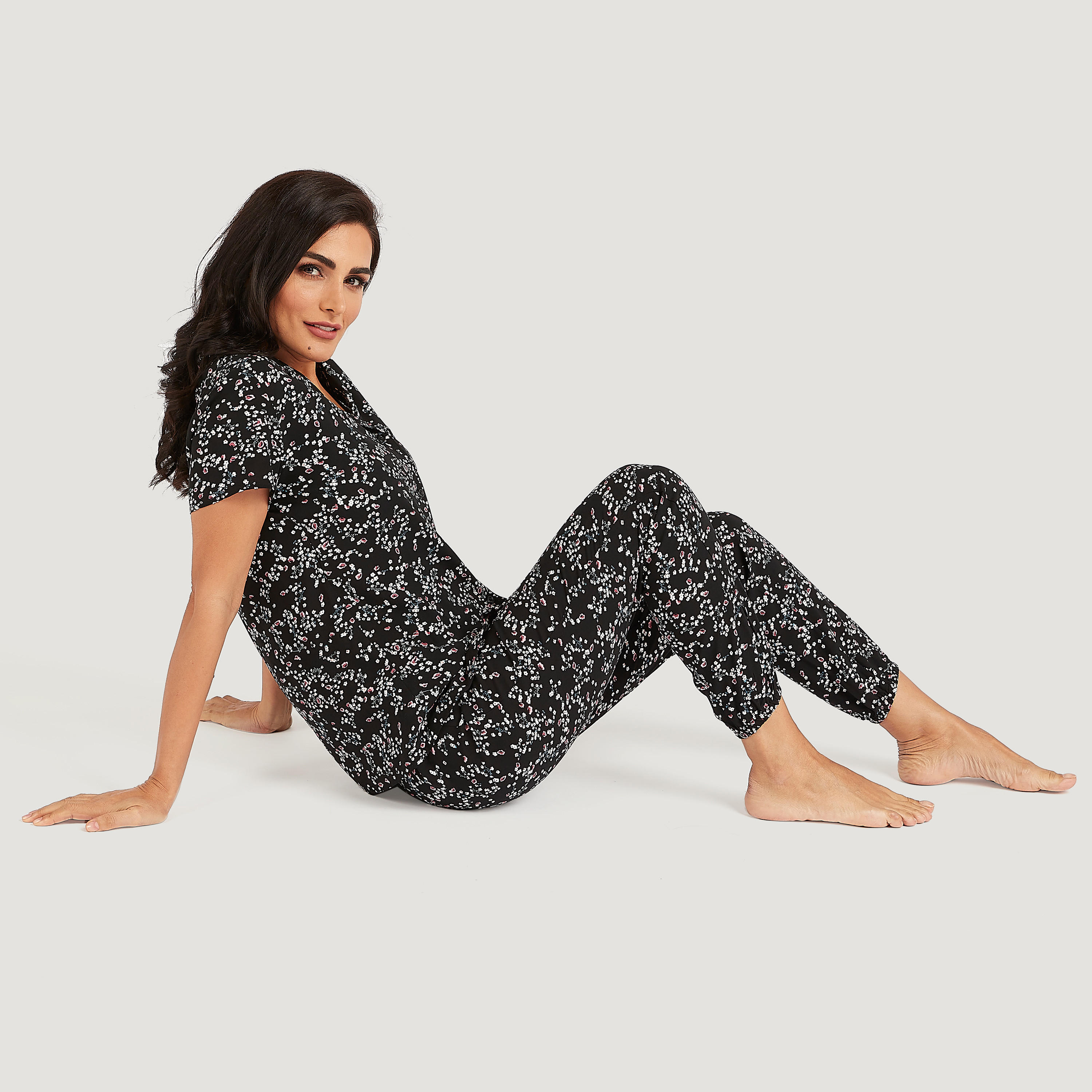 طقم من بنطلون بيجاما وقميص بطبعات أزهار-women-clothing-nightwear-pyjamas-longsets-image-6