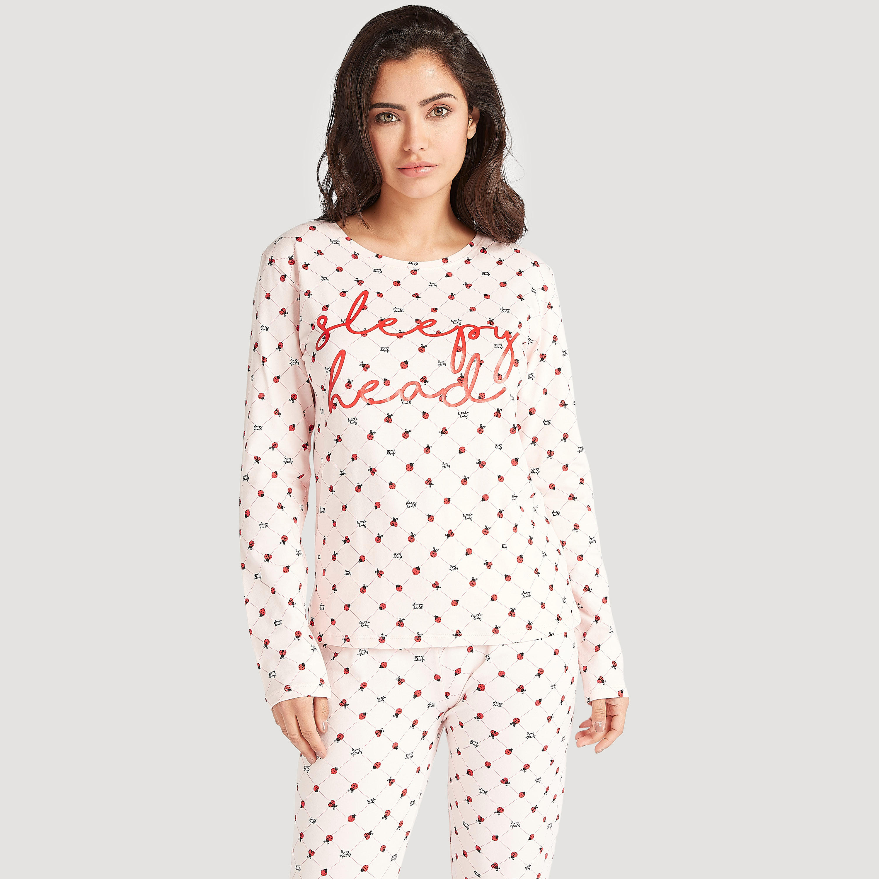 Printed Long Sleeves T-shirt and Pyjama Set-women-clothing-nightwear-pyjamas-longsets-image-3