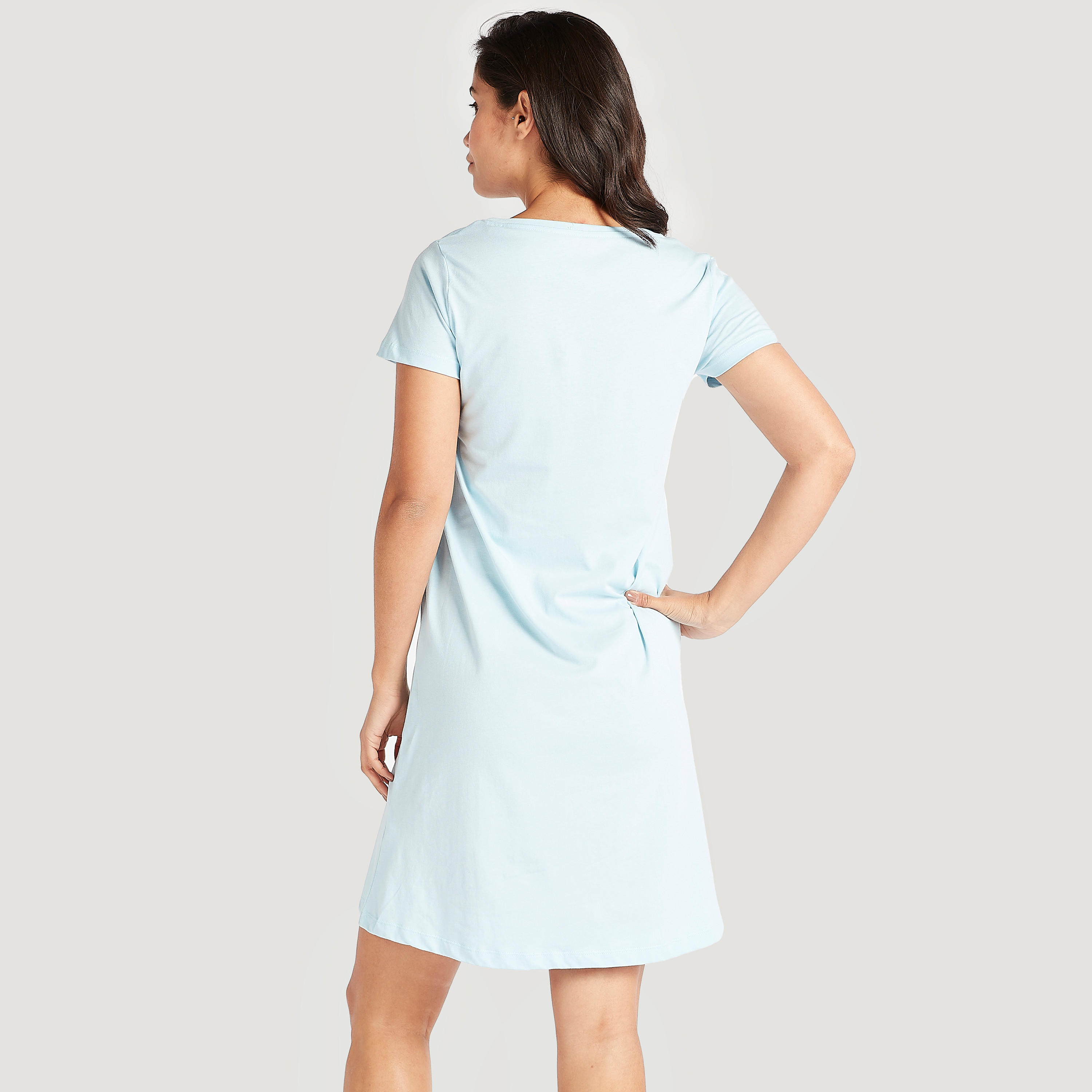 فستان بأكمام قصيرة وطبعات - طقم من  قطعتين-women-clothing-nightwear-nighties-image-7