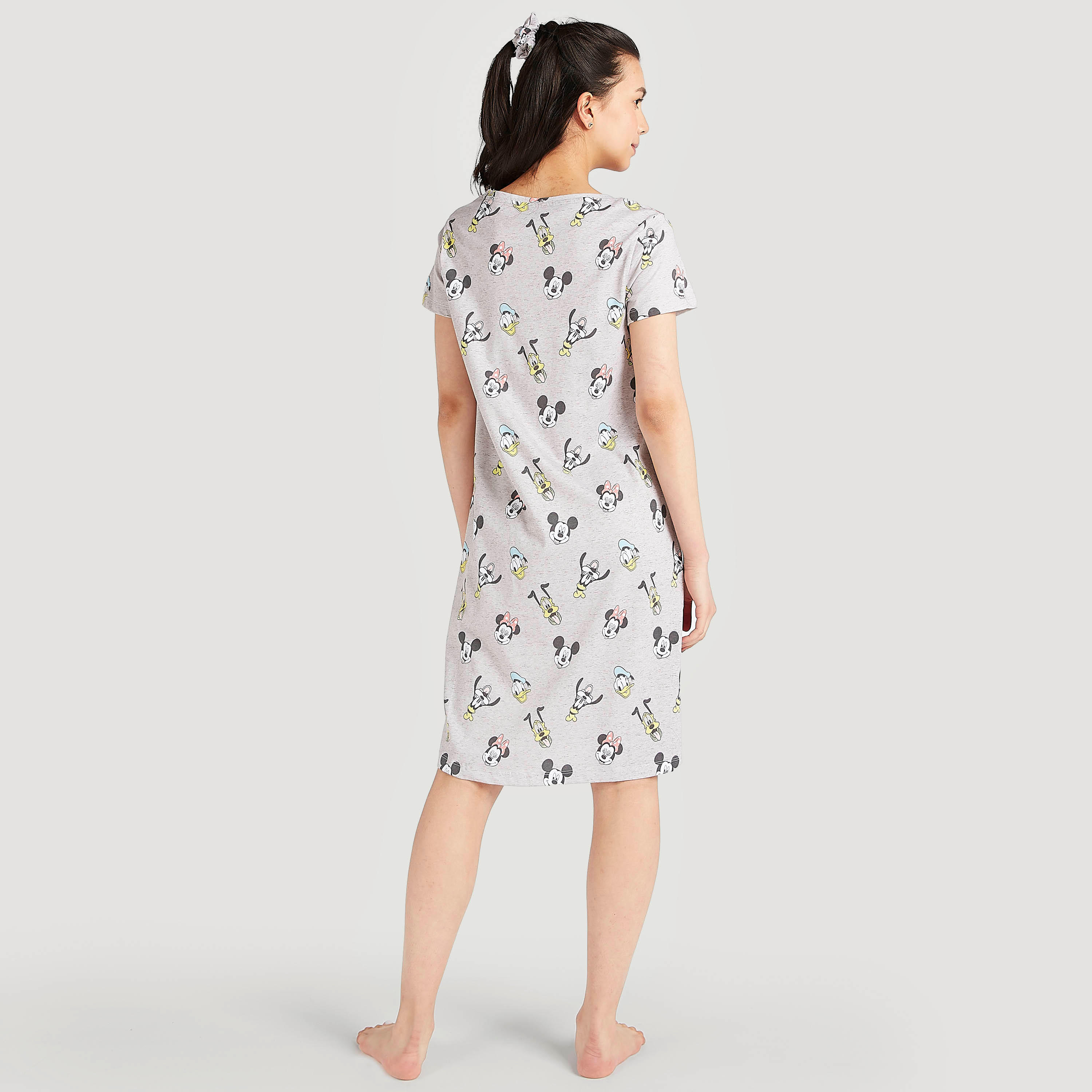 طقم قمصان نوم متنوّعة بياقة مستديرة وأكمام قصيرة وطبعات - قطعتين-women-clothing-nightwear-nighties-image-5