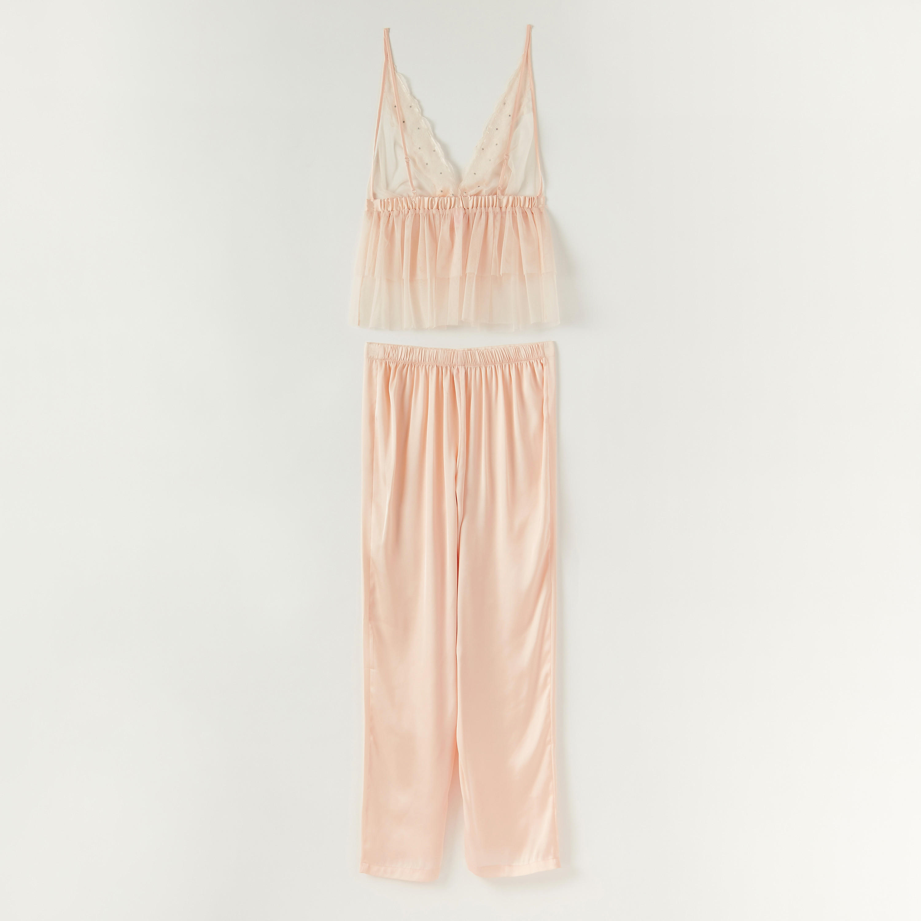 طقم بنطلون بيجاما طويل وبلوزة دانتيل مزيّنة بياقة v-women-clothing-nightwear-pyjamas-longsets-image-6