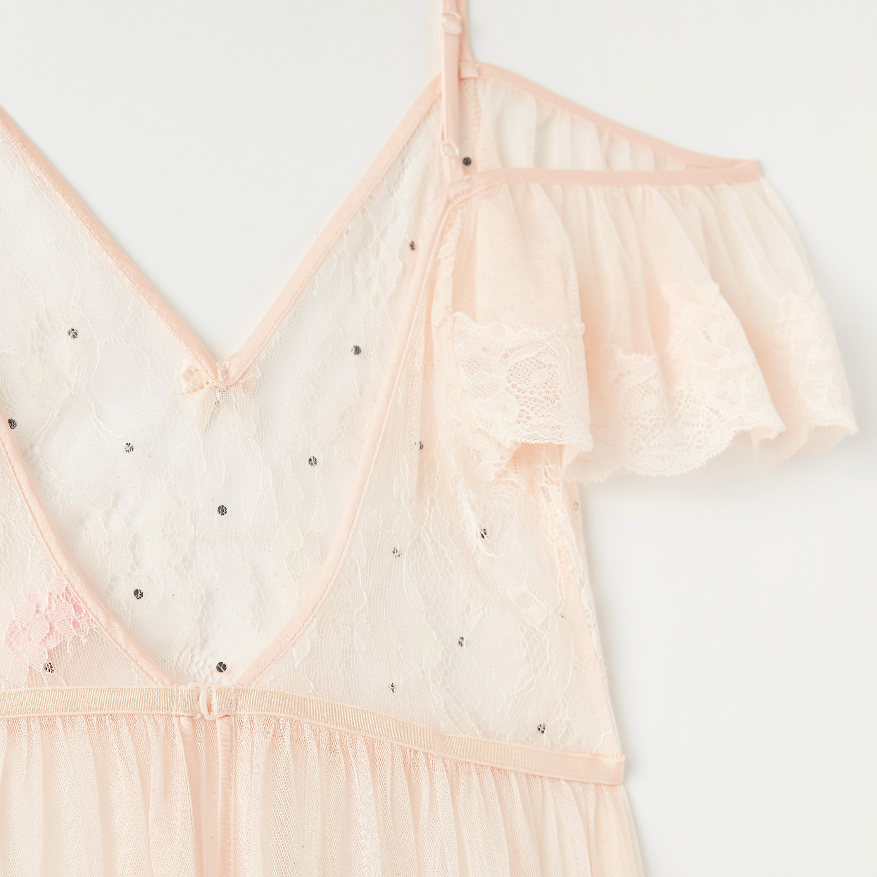 فستان نوم دانتيل دون أكمام بياقة V مع ثونج-women-clothing-lingerie-lingeriesets-image-5