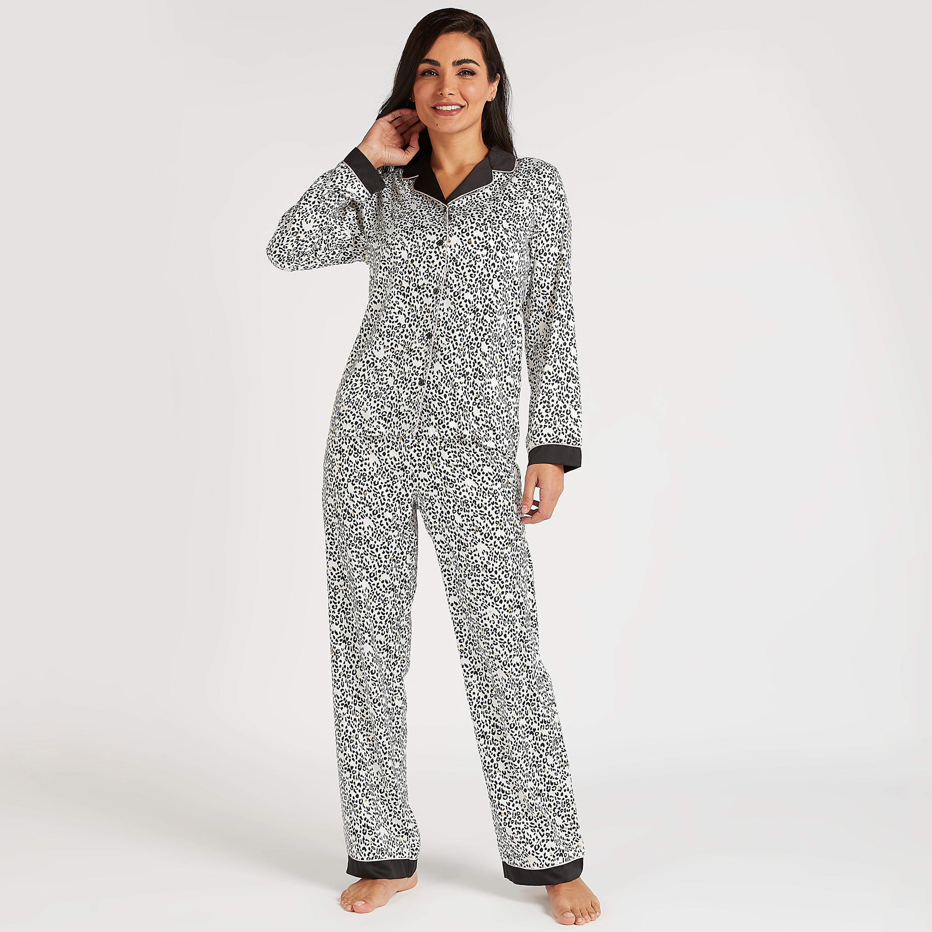 طقم بنطلون بيجاما طويل كامل وقميص بأكمام طويلة وطبعات حيوانات-women-clothing-nightwear-pyjamas-longsets-image-1