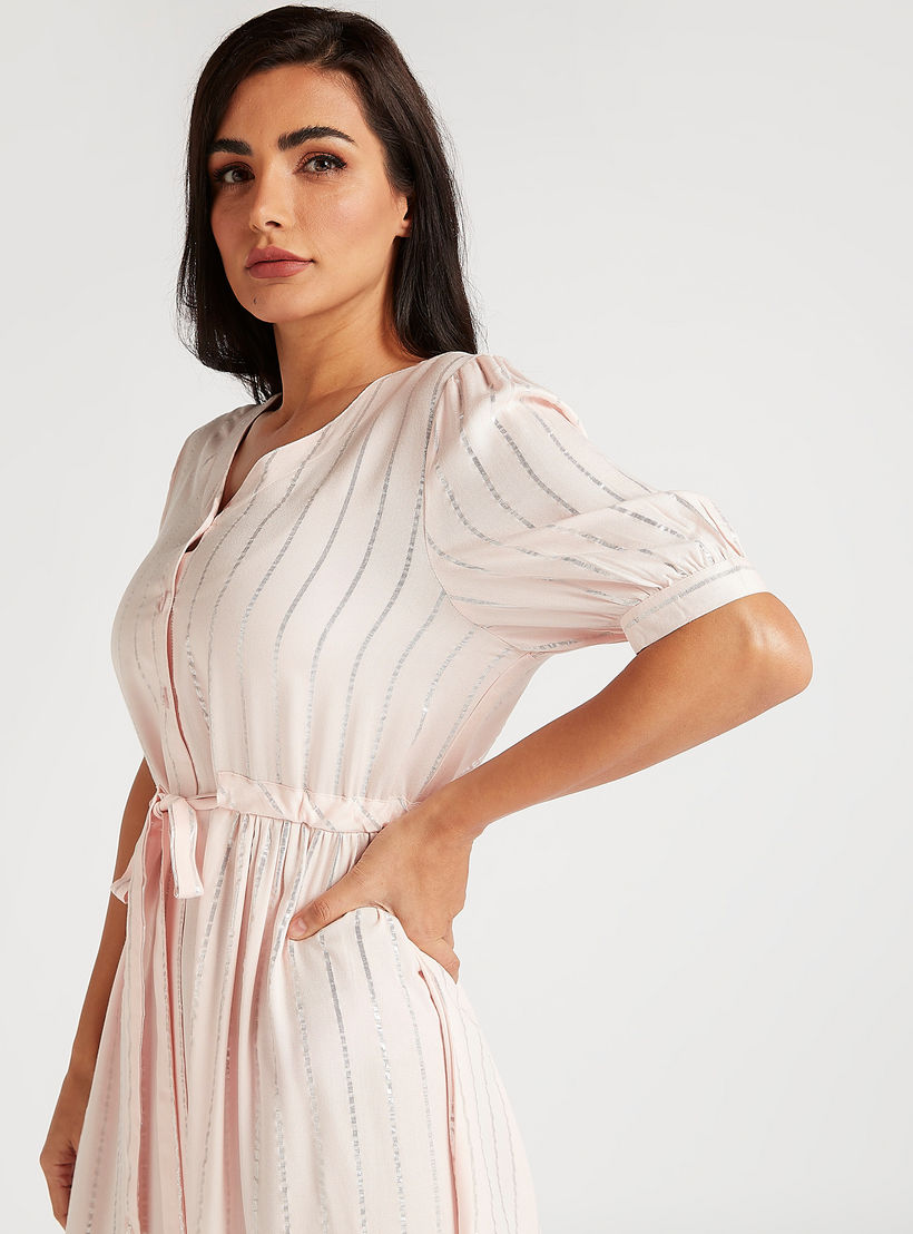 قميص نوم مقلّم برباط خصر وأكمام قصيرة-women-clothing-nightwear-nighties-image-5