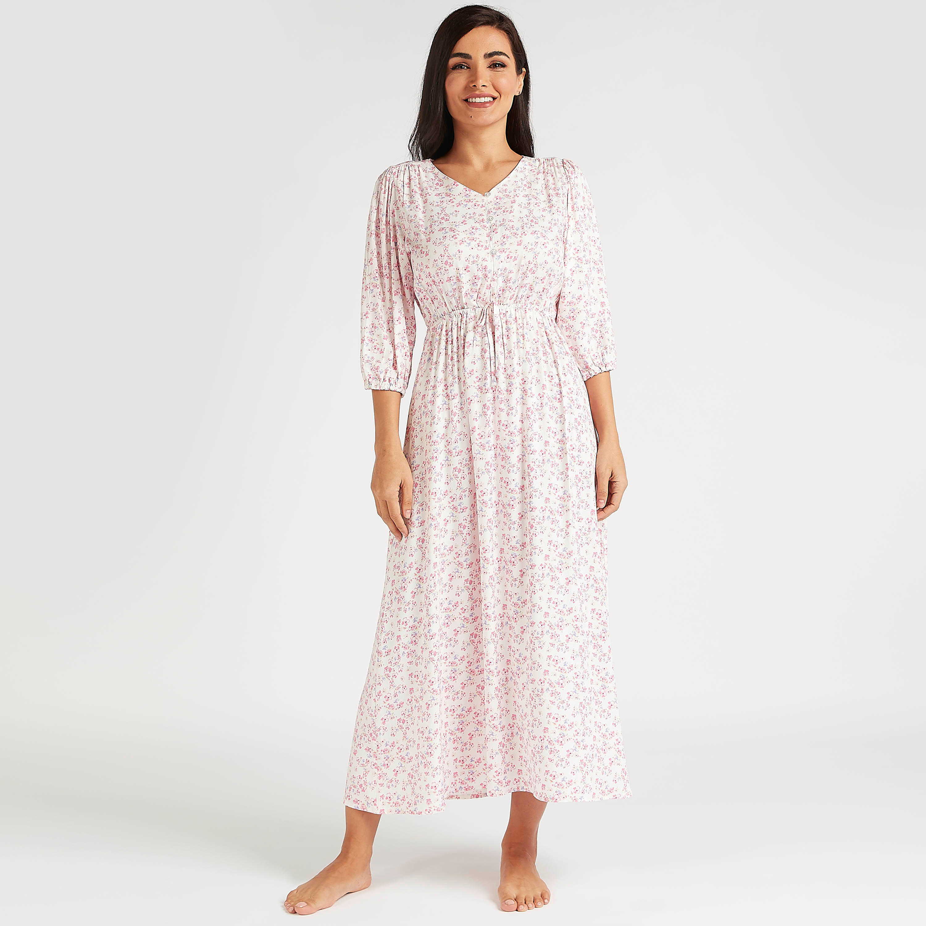 ثوب نوم بطبعات أزهار وخصر مطّاطي-women-clothing-nightwear-nighties-image-1