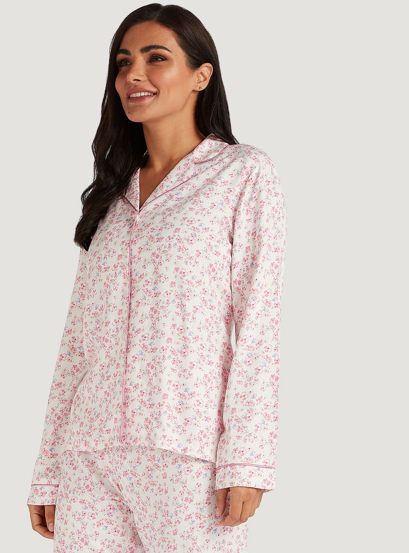 طقم بنطلون بيجاما طويل وقميص نوم بأكمام طويلة وطبعات أزهار-women-clothing-nightwear-pyjamas-longsets-image-4