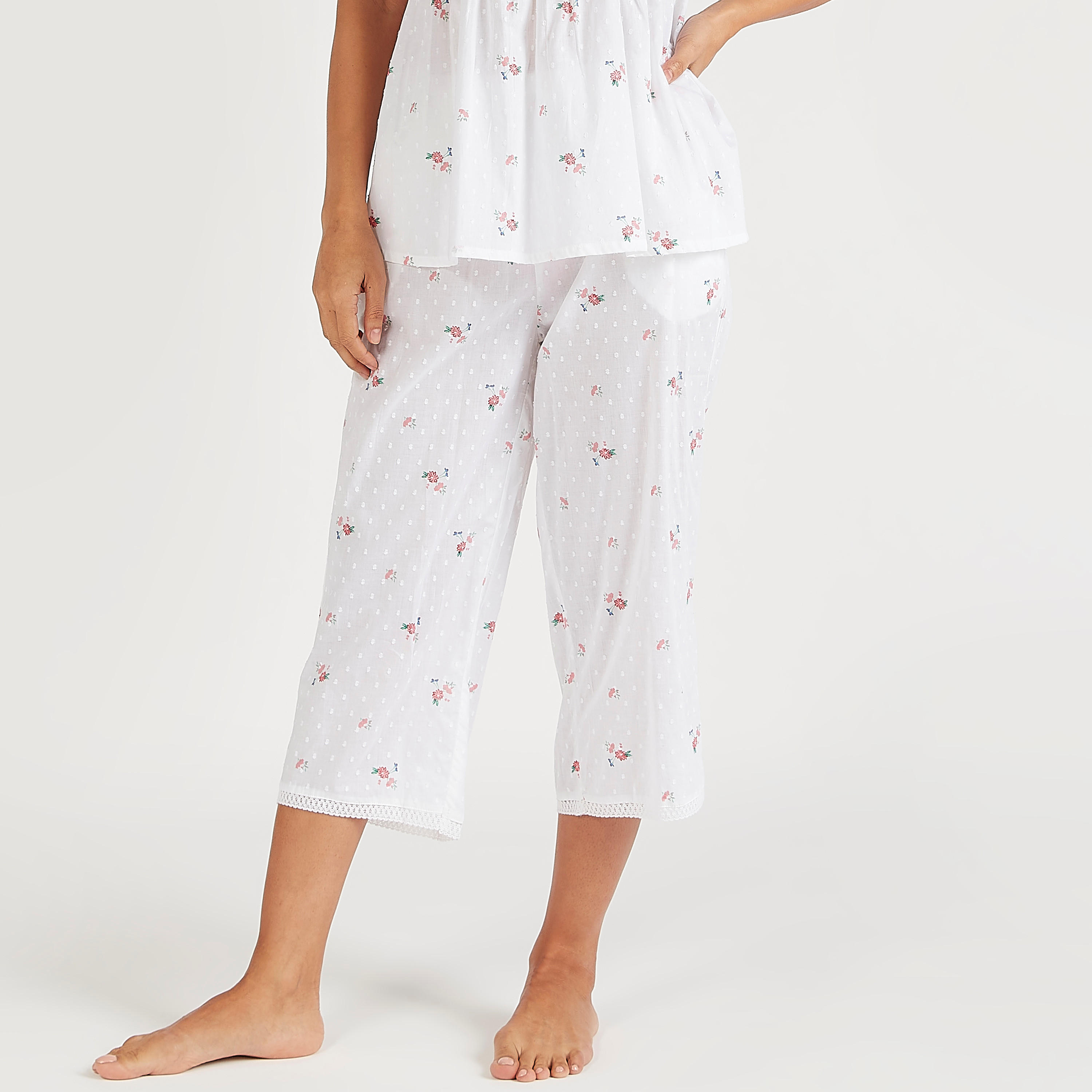 طقم من بنطلون بيجاما قصير وبلوزة بطبعات أزهار-women-clothing-nightwear-pyjamas-longsets-image-5