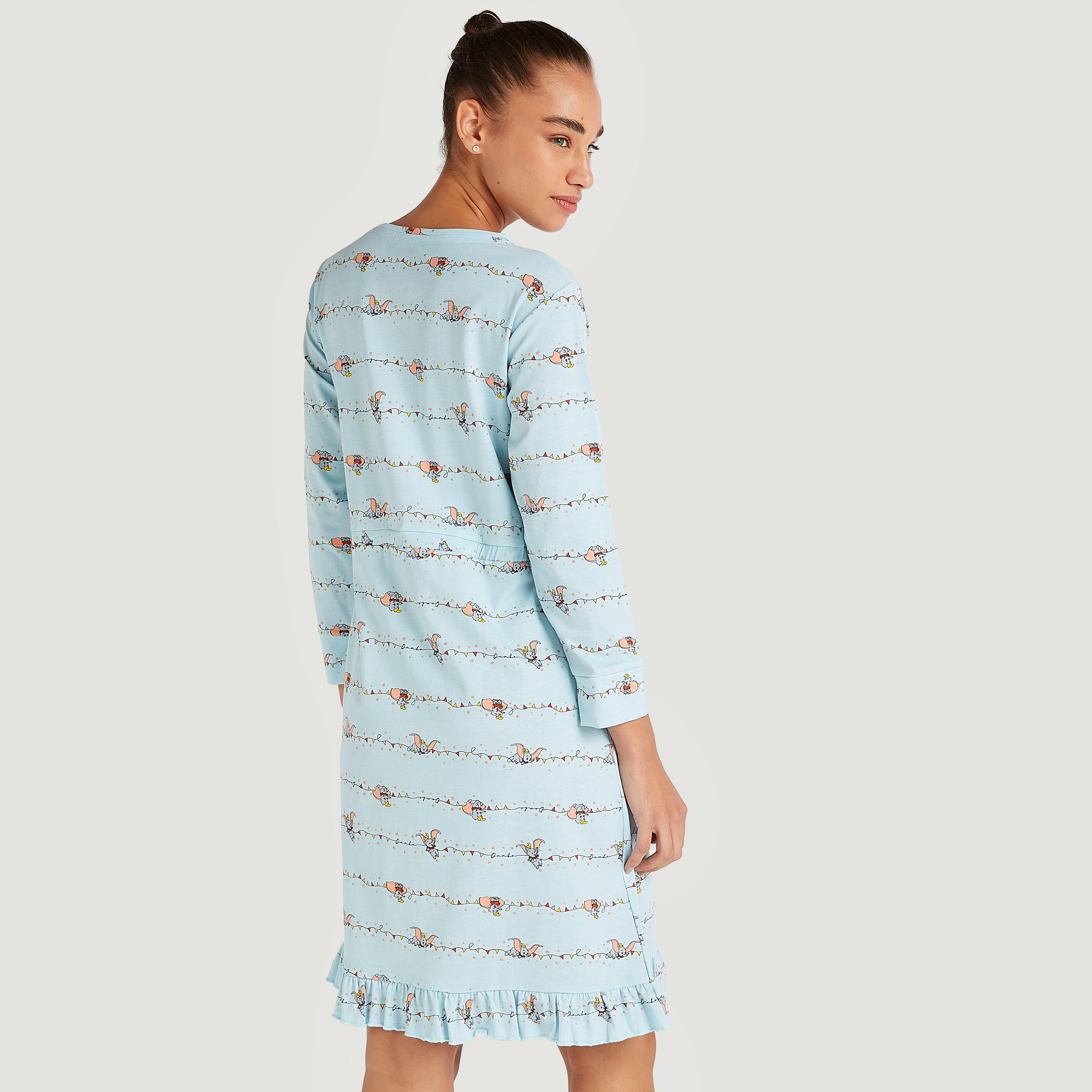 قميص نوم بأكمام طويلة وحزام خصر برباط وطبعات-women-clothing-nightwear-nighties-image-3