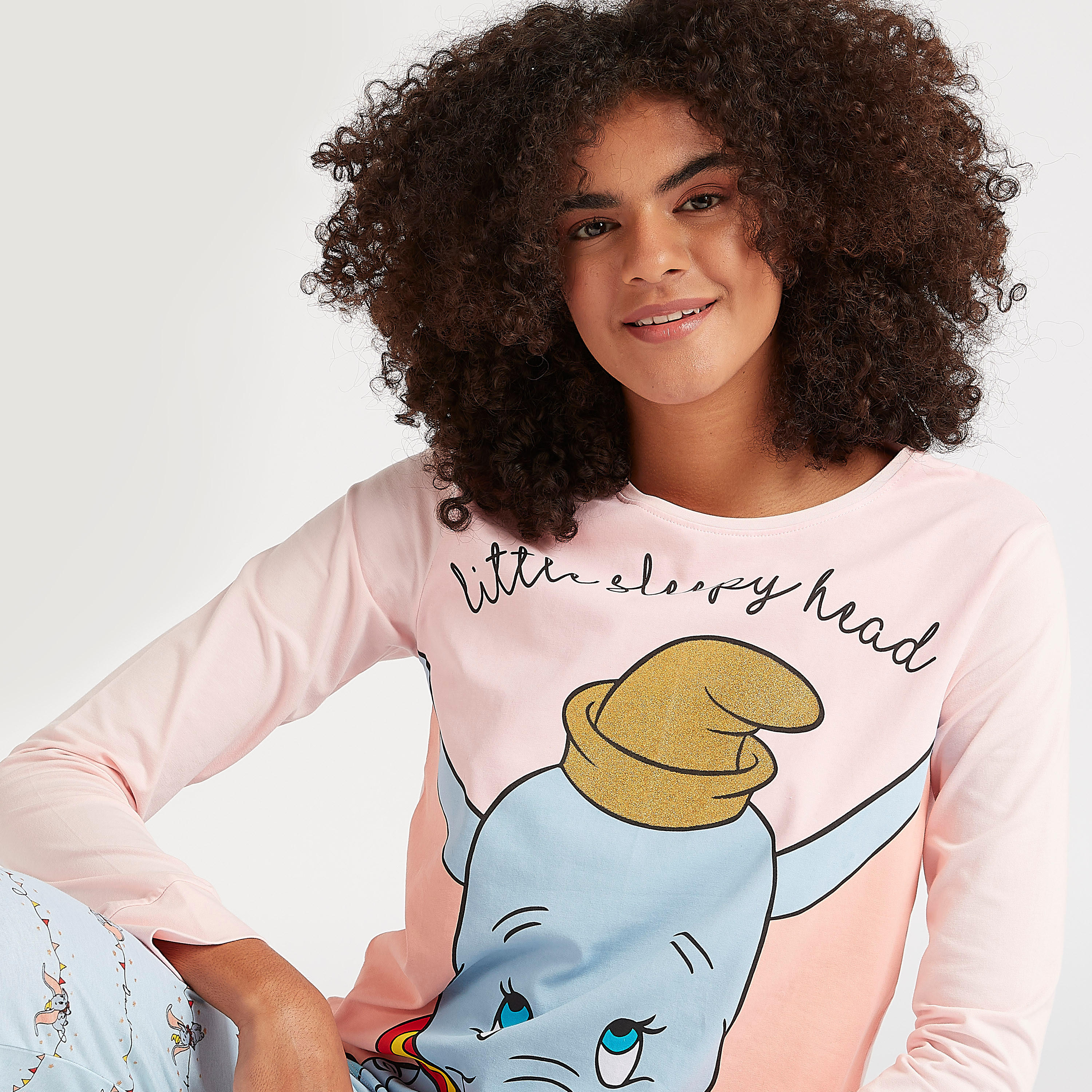 Print Crew Neck T-shirt and Full Length Pyjama Set-women-clothing-nightwear-pyjamas-longsets-image-2