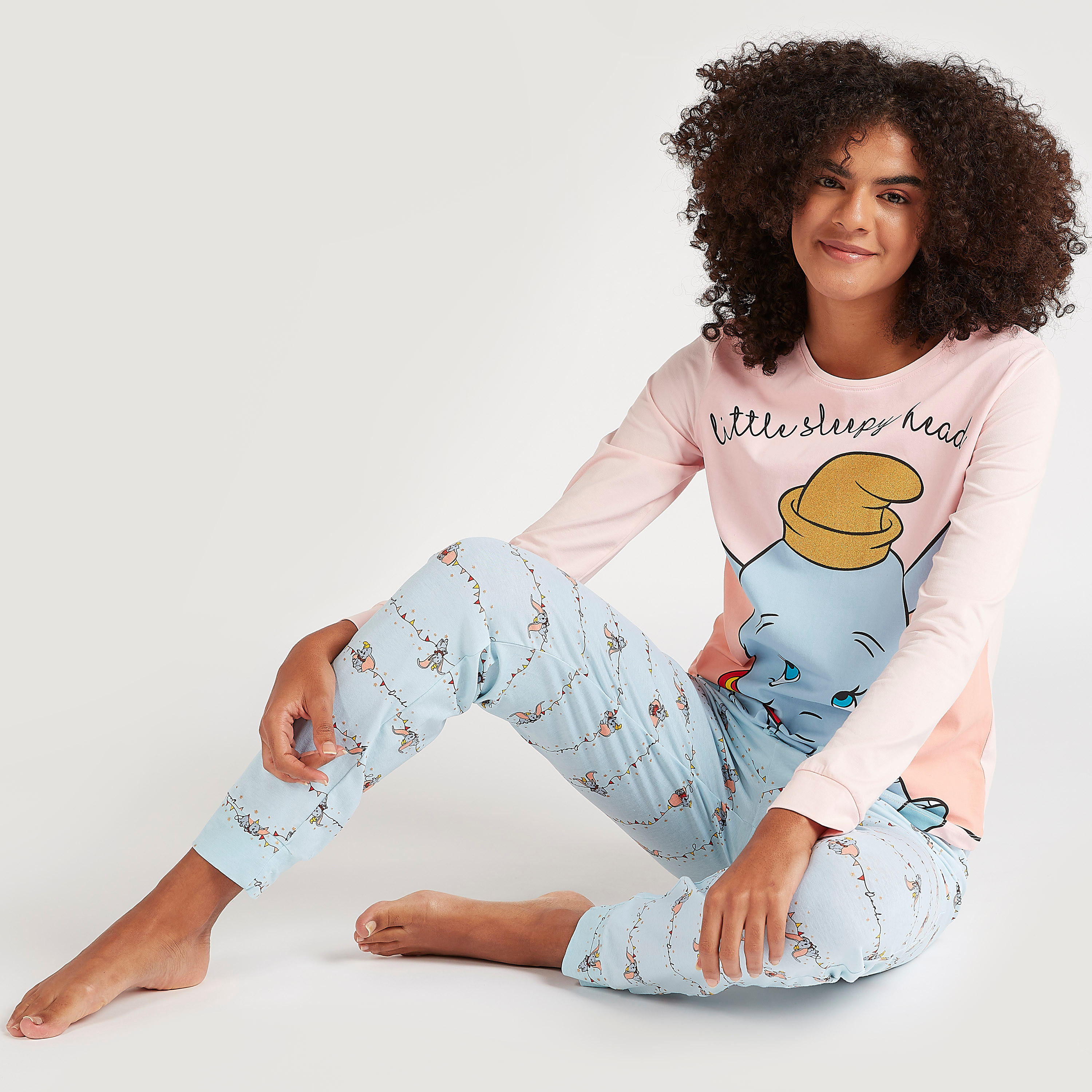 Print Crew Neck T-shirt and Full Length Pyjama Set-women-clothing-nightwear-pyjamas-longsets-image-3