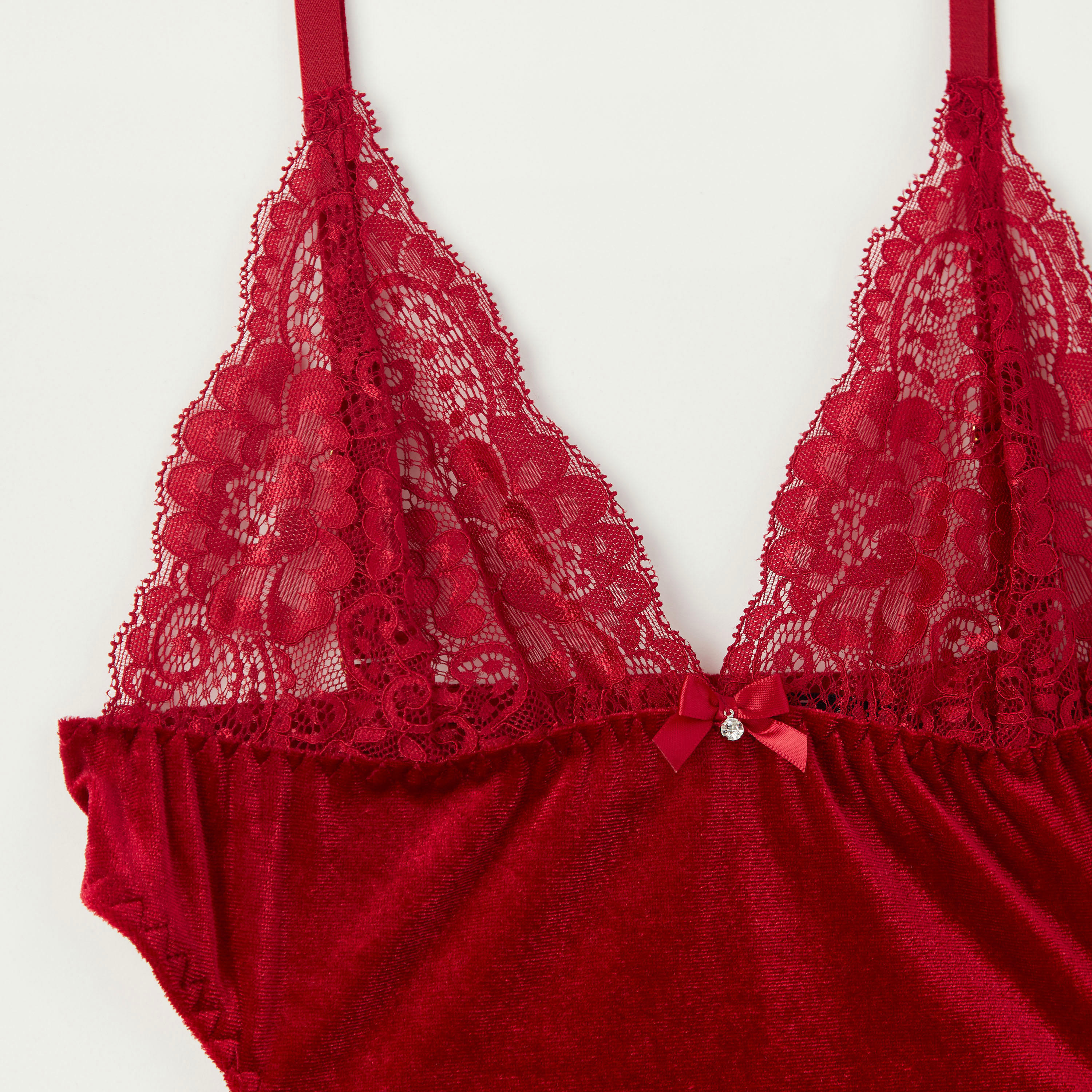 أفرول بتفاصيل دانتيل بياقة V مع أحزمة قابلة للتعديل-women-clothing-lingerie-lingeriesets-image-2