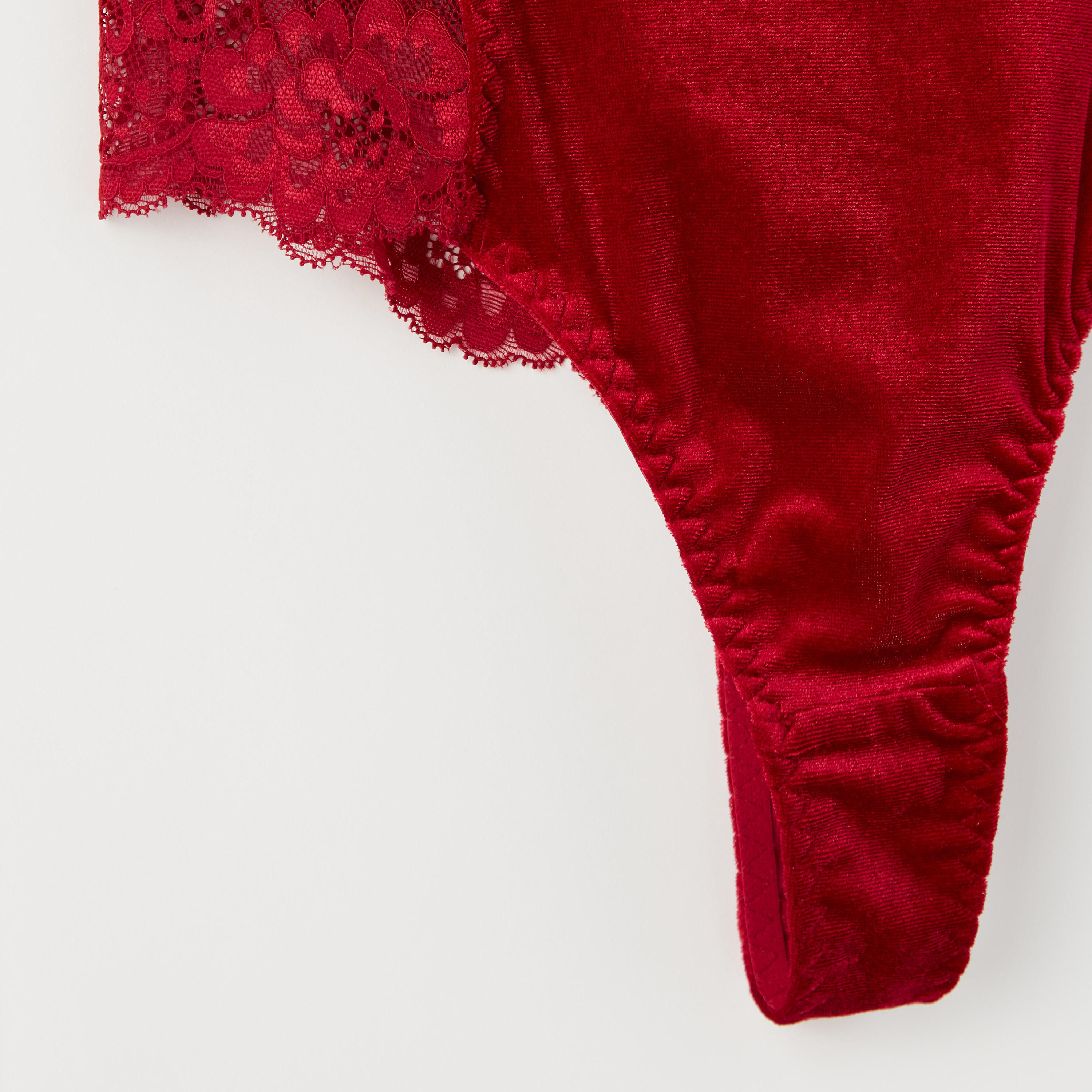أفرول بتفاصيل دانتيل بياقة V مع أحزمة قابلة للتعديل-women-clothing-lingerie-lingeriesets-image-3
