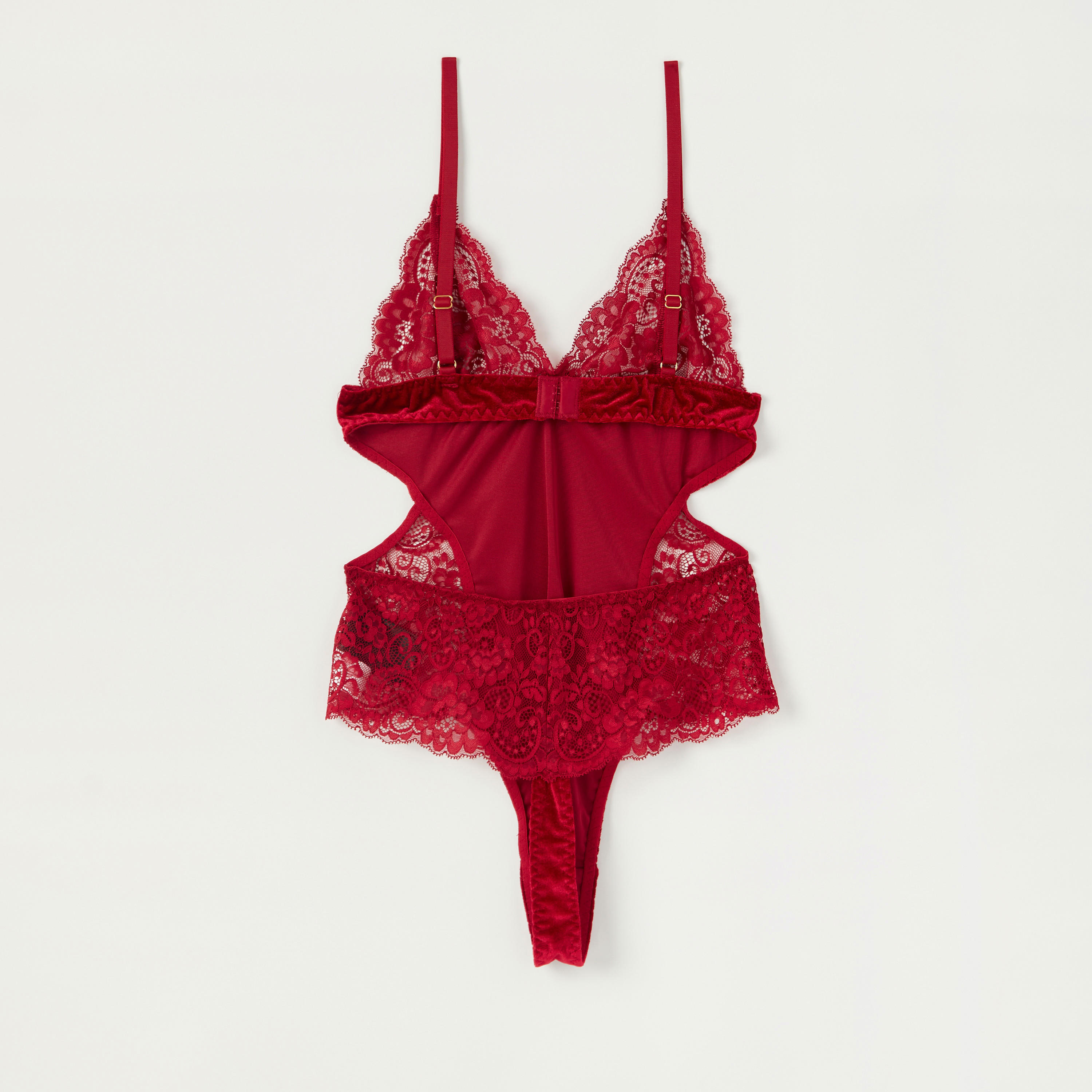 أفرول بتفاصيل دانتيل بياقة V مع أحزمة قابلة للتعديل-women-clothing-lingerie-lingeriesets-image-4