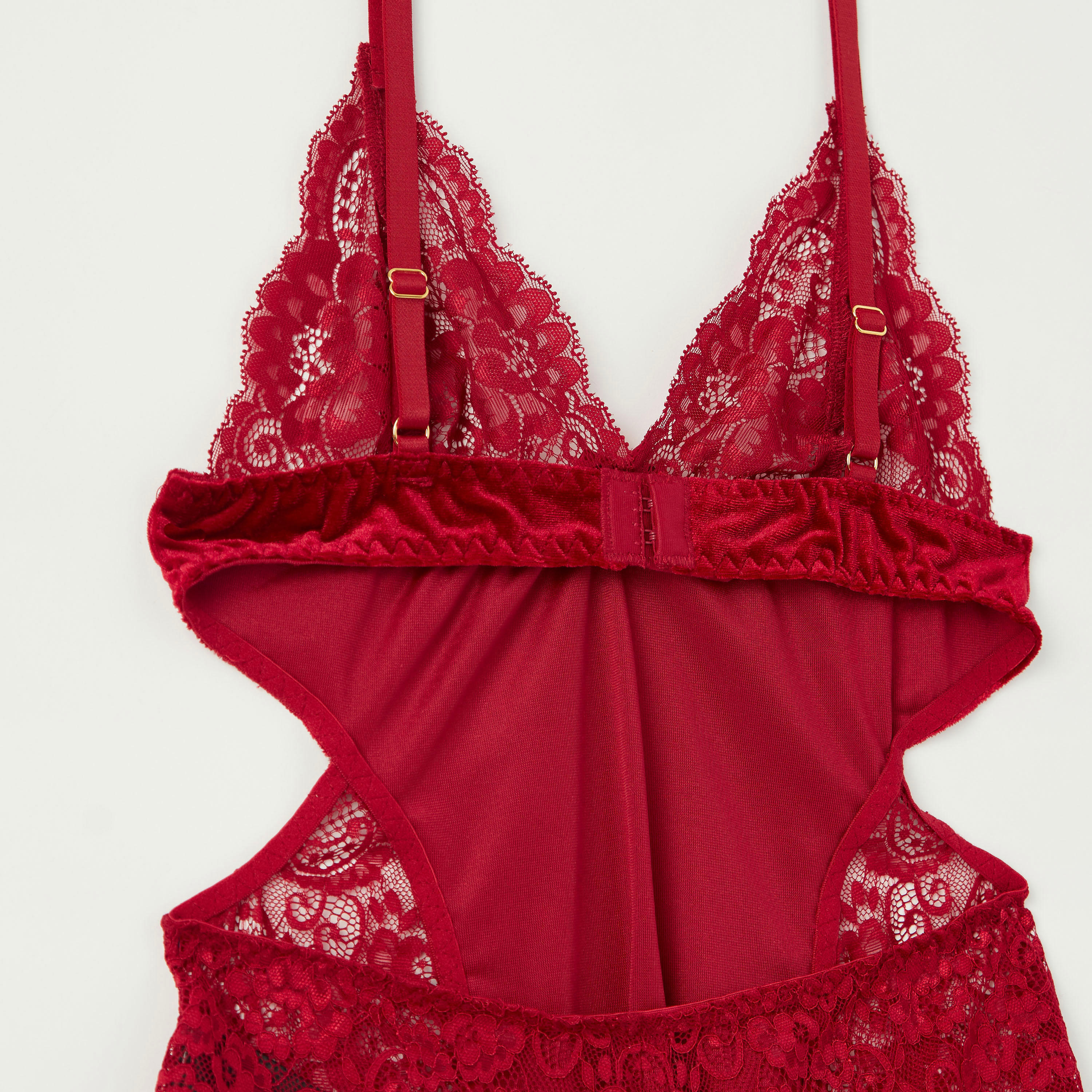 أفرول بتفاصيل دانتيل بياقة V مع أحزمة قابلة للتعديل-women-clothing-lingerie-lingeriesets-image-5