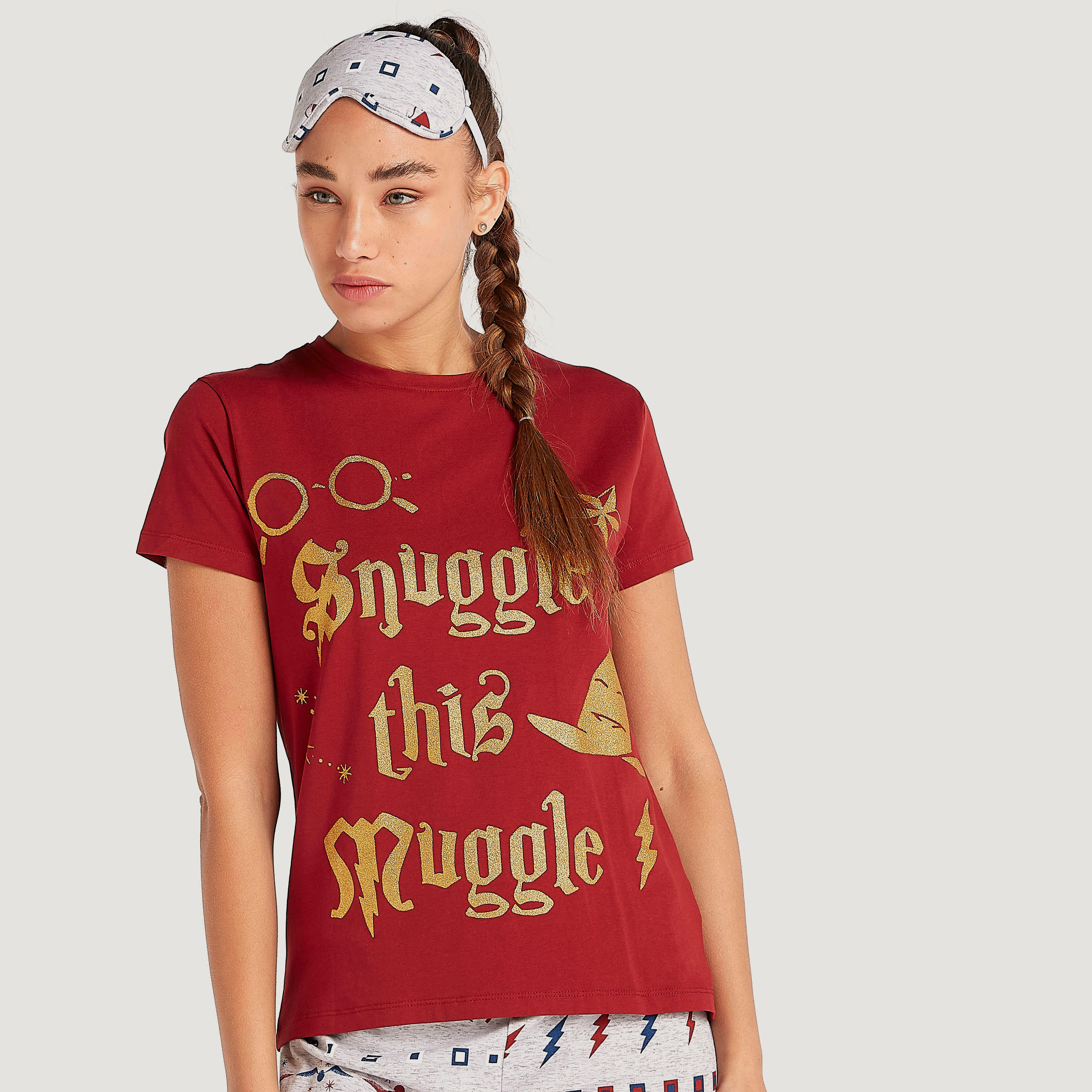 طقم من بنطلون بيجاما طويل وقميص بطبعات أزهار مع قناع للعين-women-clothing-nightwear-pyjamas-longsets-image-5