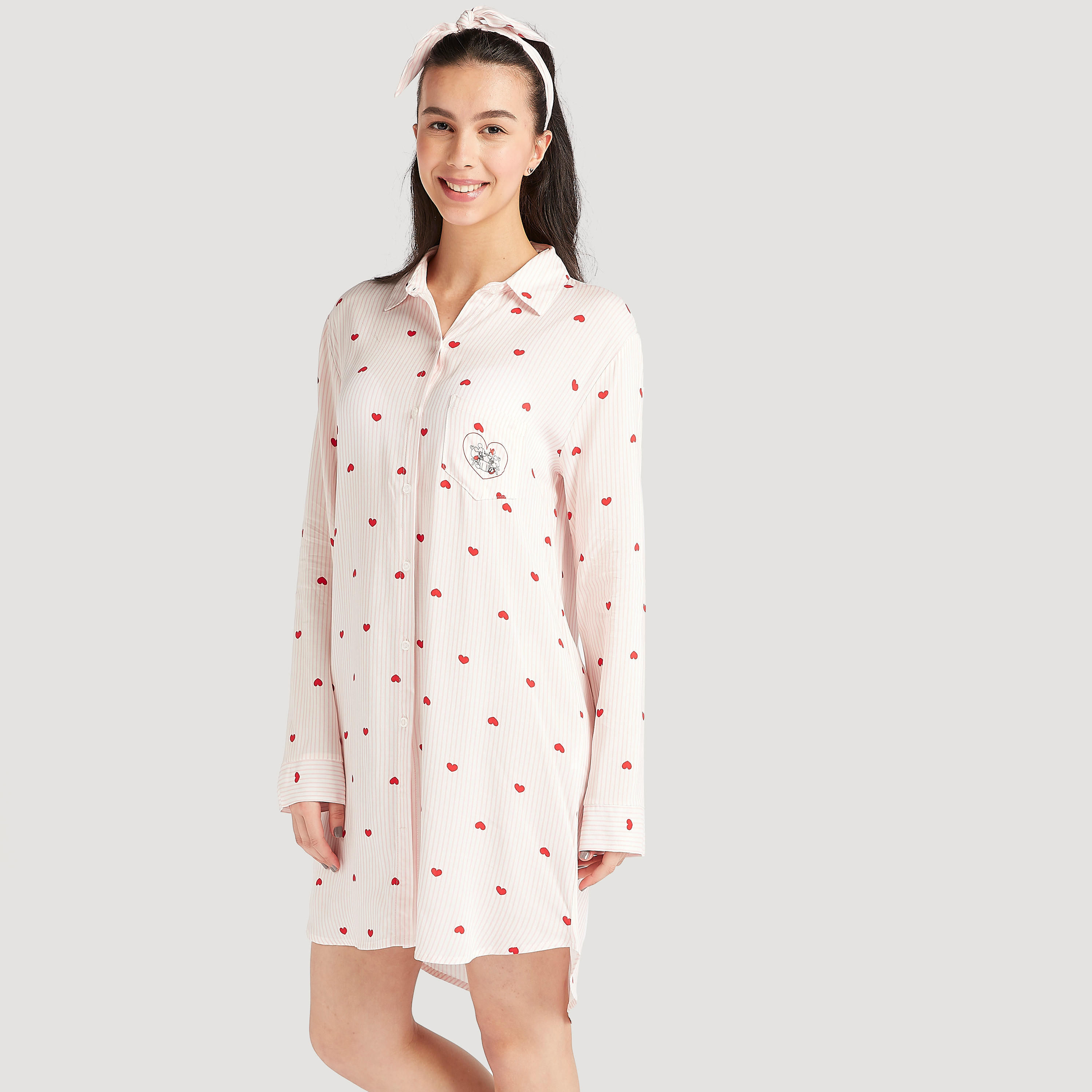 هودي بطبعات قلب وياقة عادية وأكمام طويلة-women-clothing-nightwear-nighties-image-1