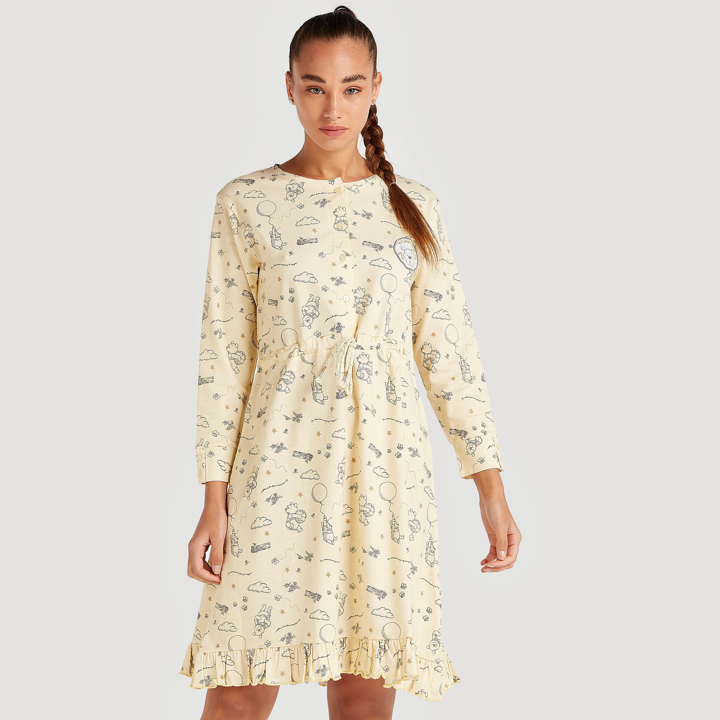 قميص نوم بطبعات ويني ذي بوه - طقم من قطعتين-women-clothing-nightwear-nighties-image-1