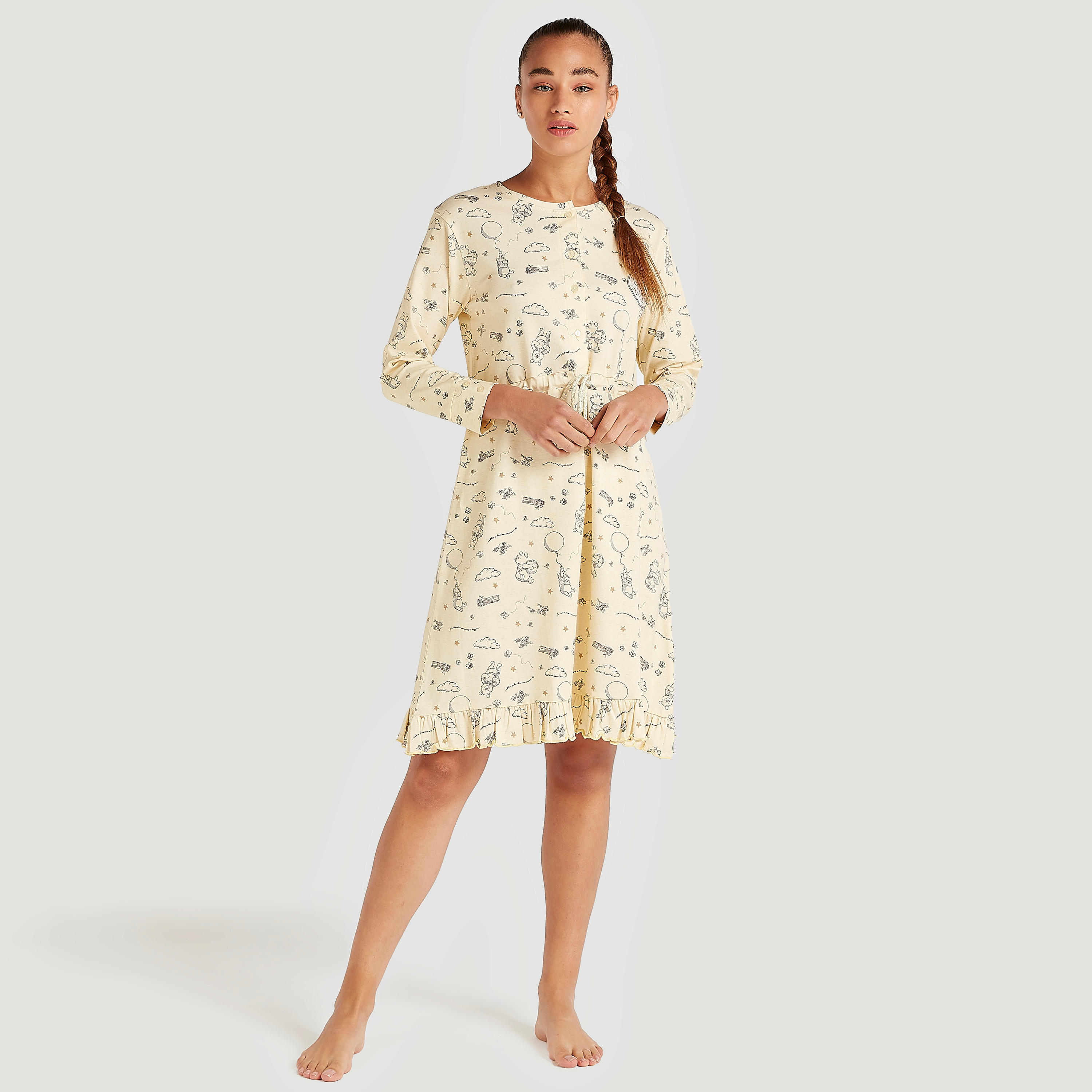 قميص نوم بطبعات ويني ذي بوه - طقم من قطعتين-women-clothing-nightwear-nighties-image-3