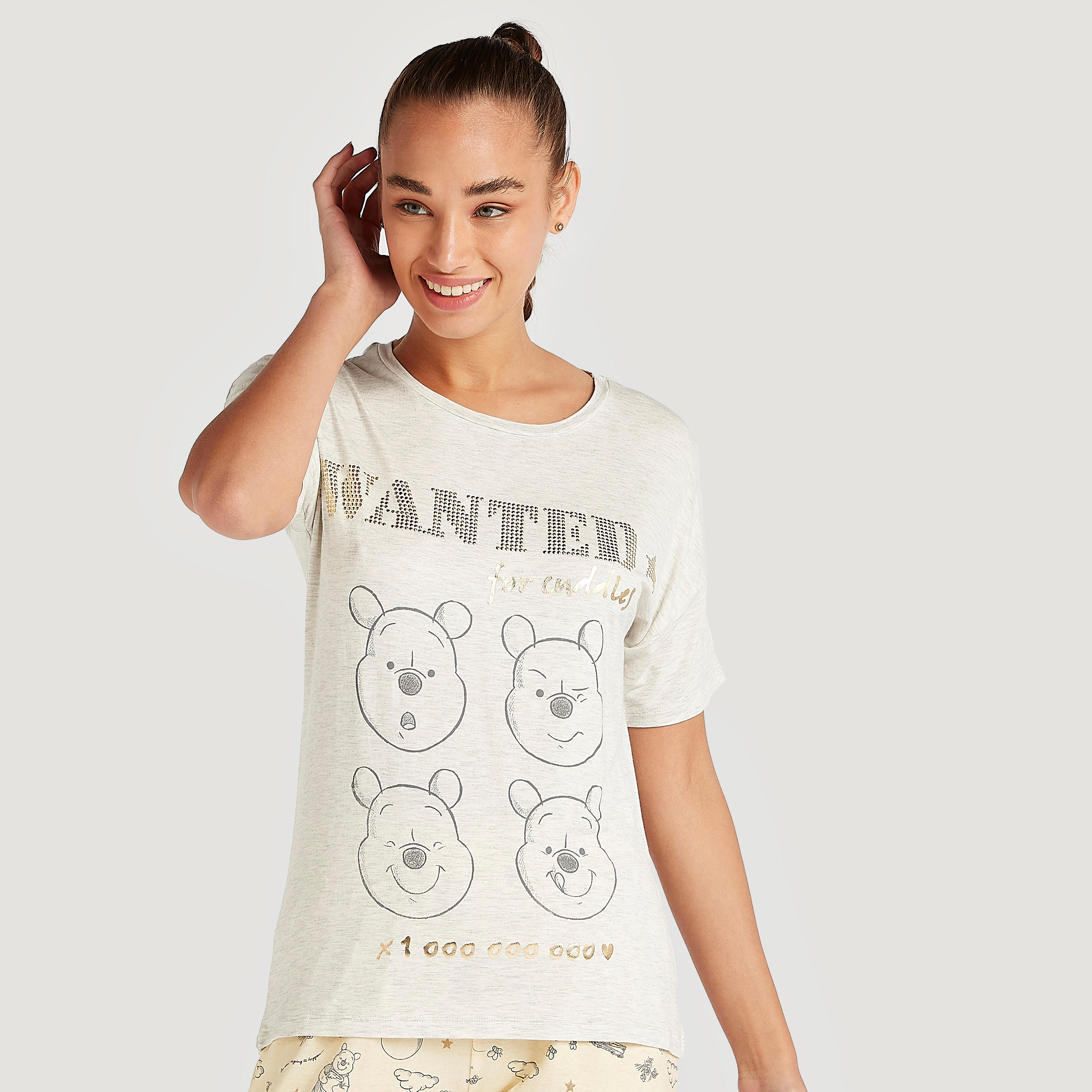 طقم بنطلون بيجاما طويل وتيشيرت بطبعات ويني ذا بوه-women-clothing-nightwear-pyjamas-longsets-image-3