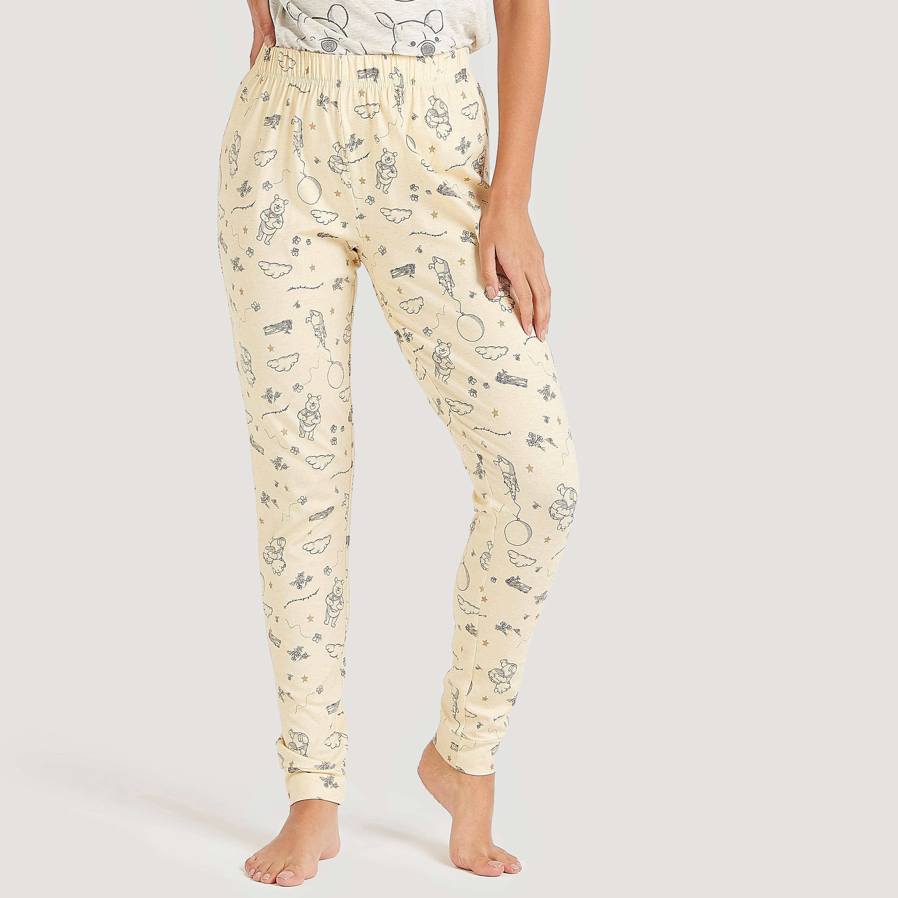 طقم بنطلون بيجاما طويل وتيشيرت بطبعات ويني ذا بوه-women-clothing-nightwear-pyjamas-longsets-image-5