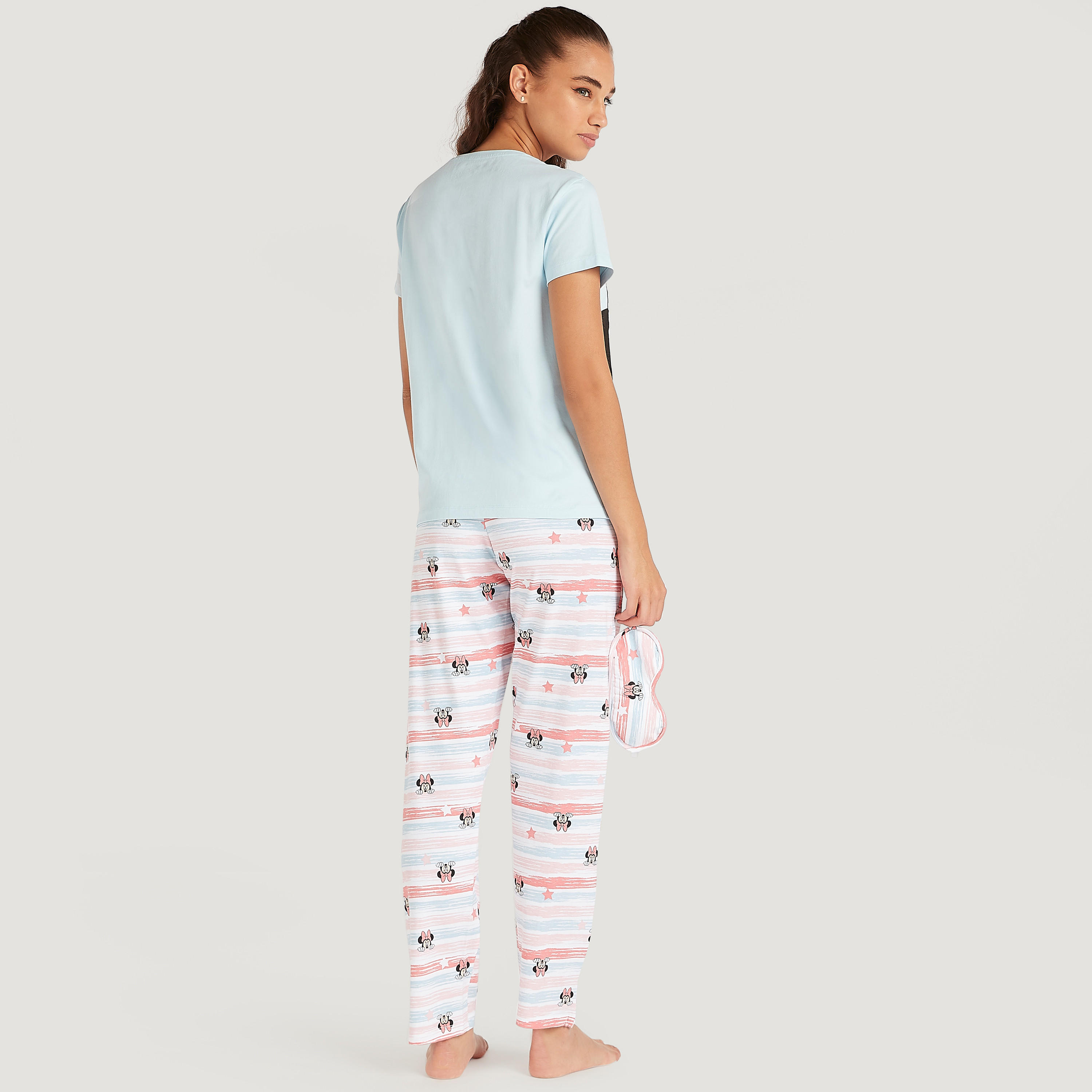 طقم من بنطلون بيجاما طويل وتيشيرت بطبعات ميني ماوس-women-clothing-nightwear-pyjamas-longsets-image-4