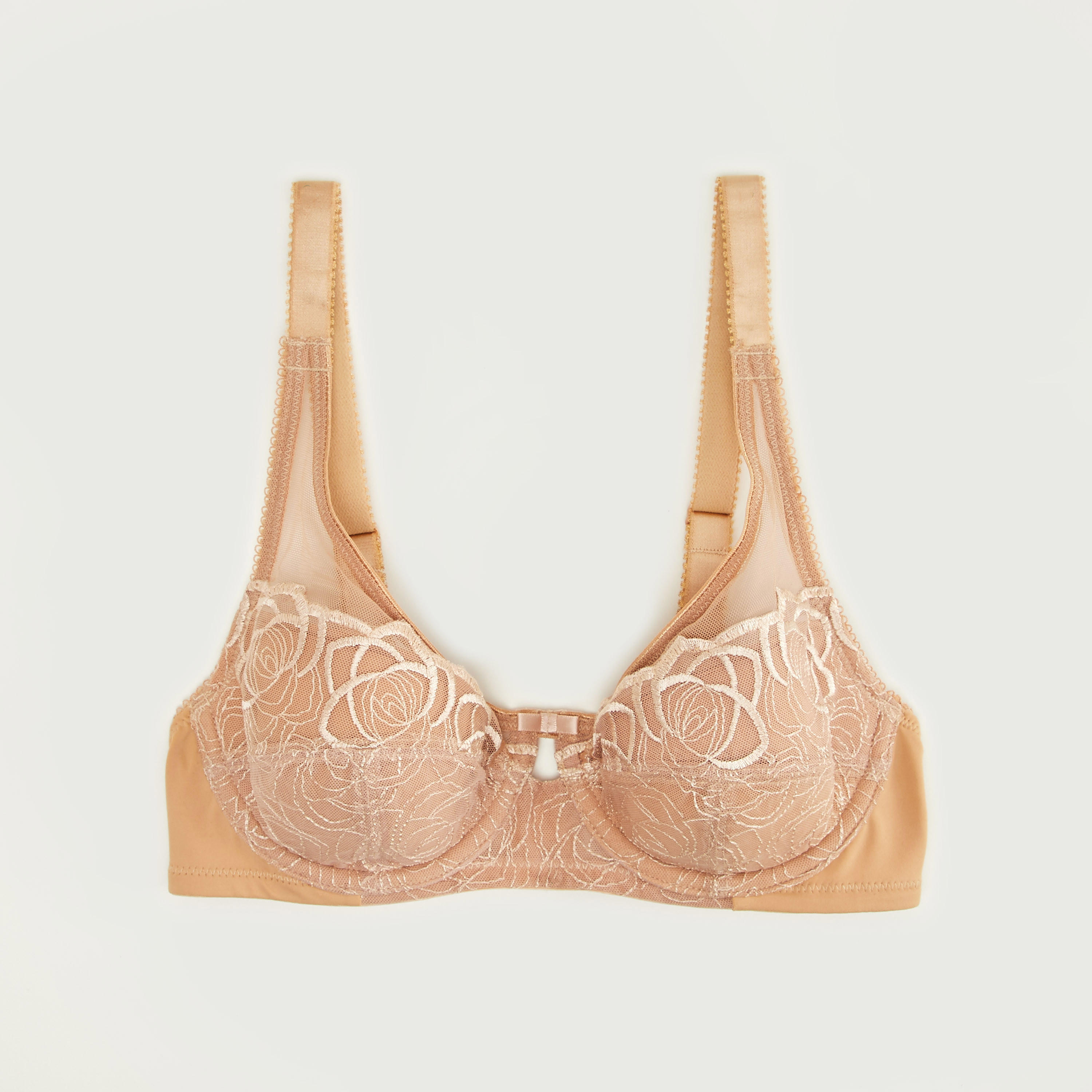 صدريّة بلانج مبطّنة بتفاصيل دانتيل وخطّاف وحلقة إغلاق-women-clothing-lingerie-bras-image-1