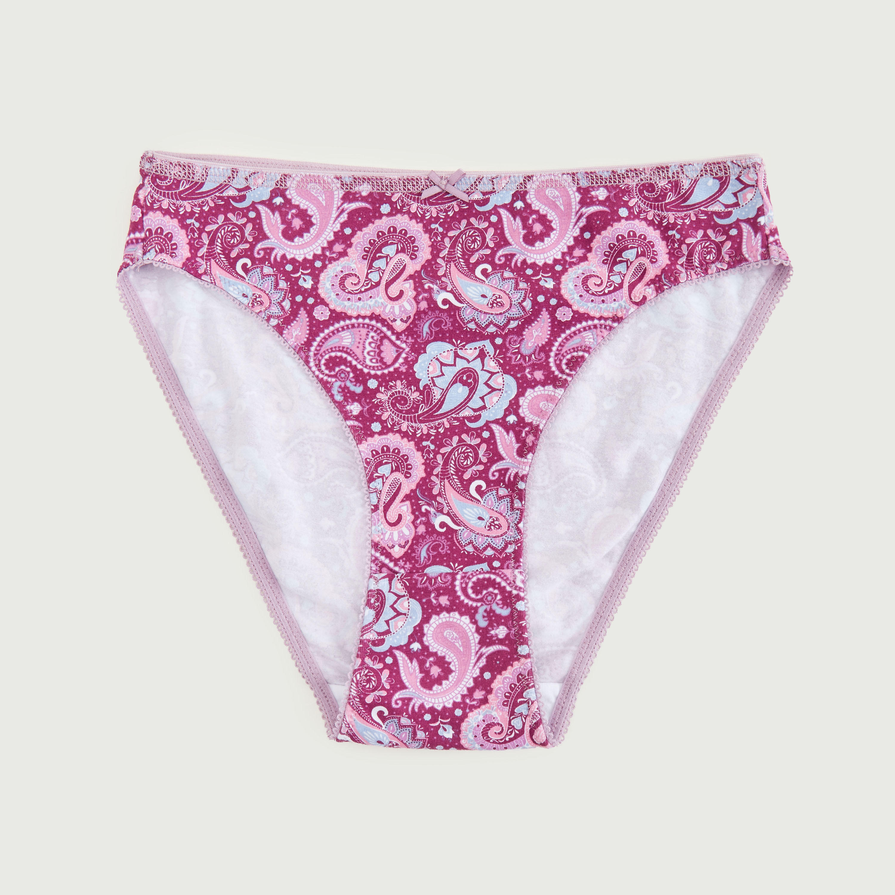 طقم شورتات هيبستر داخليّة مضادة للبكتريا بطبعات وزينة فيونكة - 5 قطع-women-clothing-lingerie-panties-image-3