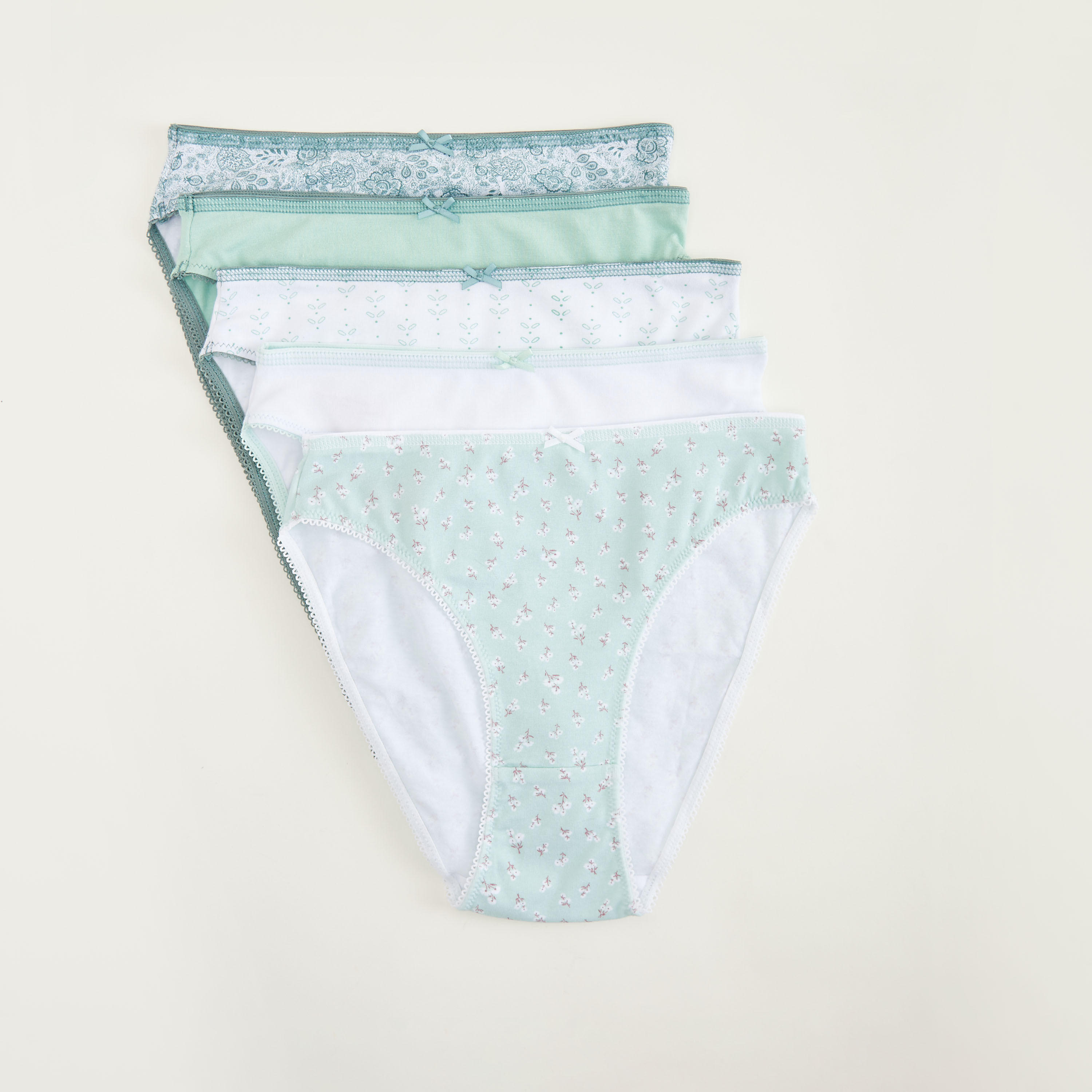 سراويل داخلية مستدامة هيبستر متنوعة بتفاصيل فيونكة - طقم من 5 قطع-women-clothing-lingerie-panties-image-1