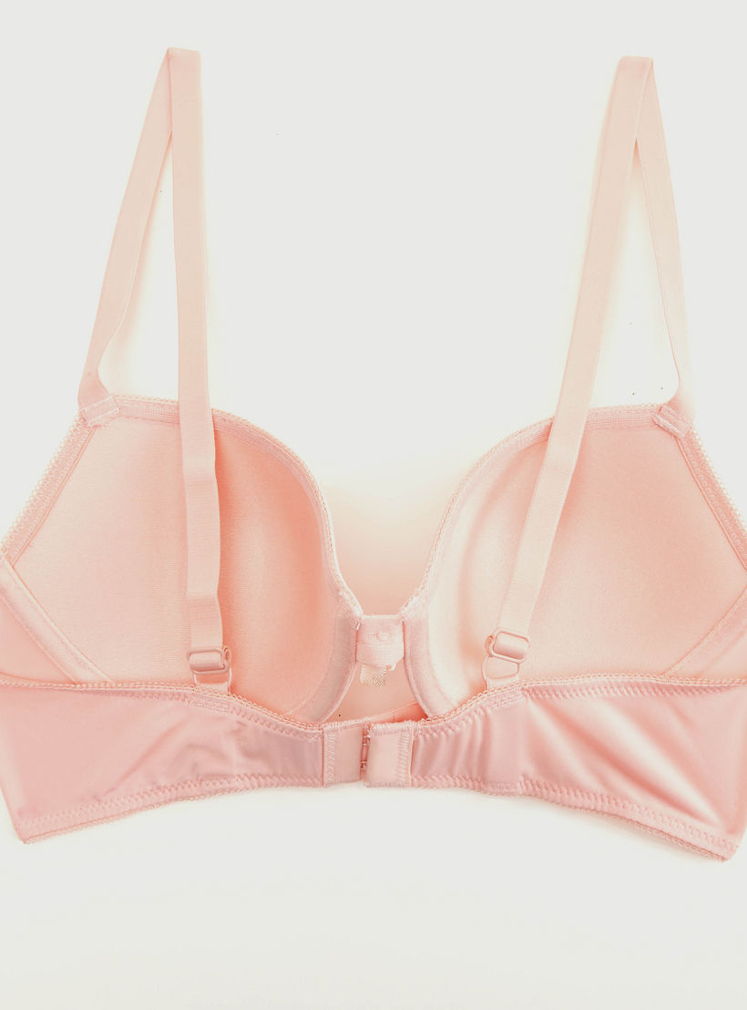 Solid Padded Plunge Bra with Hook and Eye Closure and Bow Detail-women-clothing-lingerie-bras-image-3