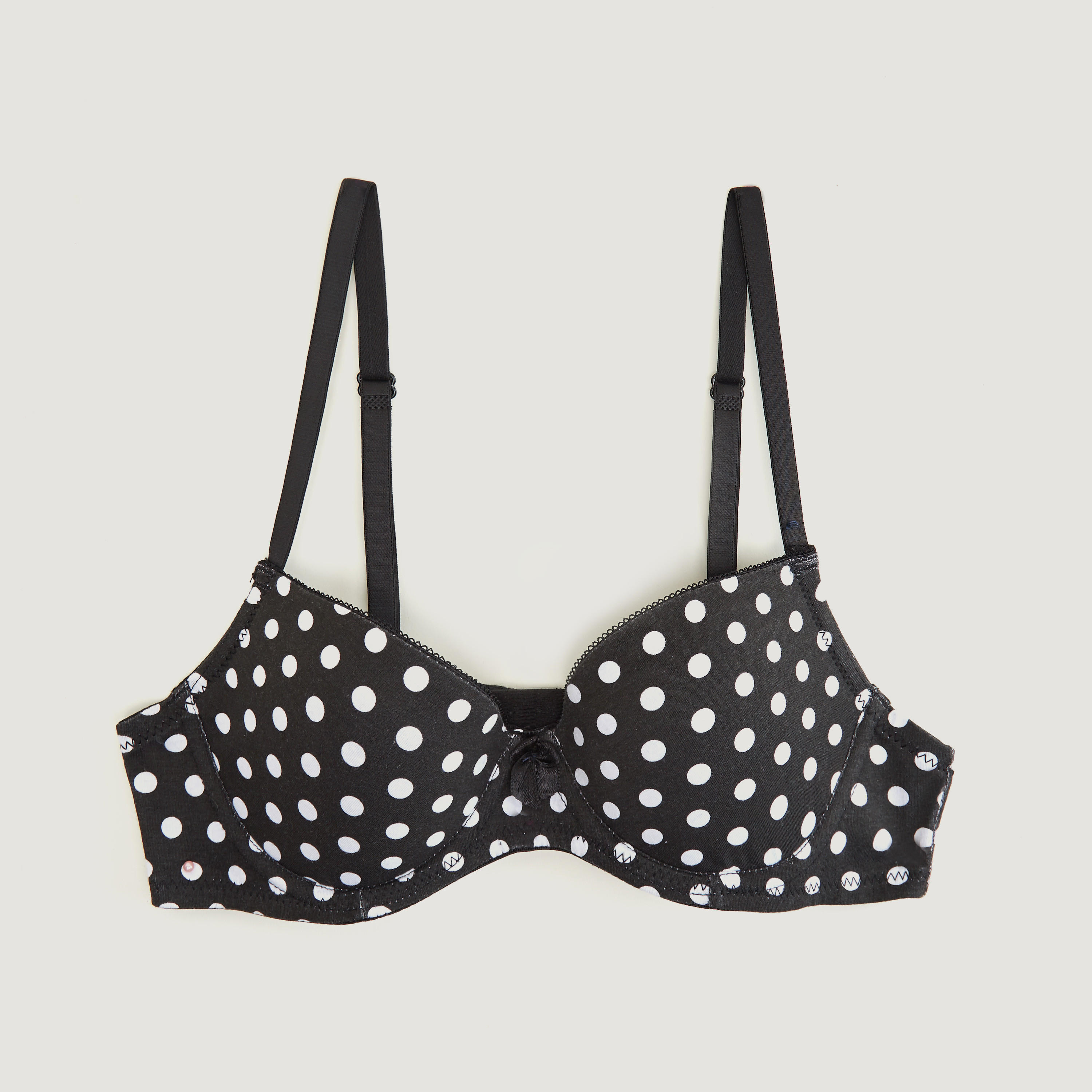 صدريّة تيشيرت بطبعات منقّطة وتفاصيل فيونكة مع حلقة وخطّاف إغلاق-women-clothing-lingerie-bras-image-1