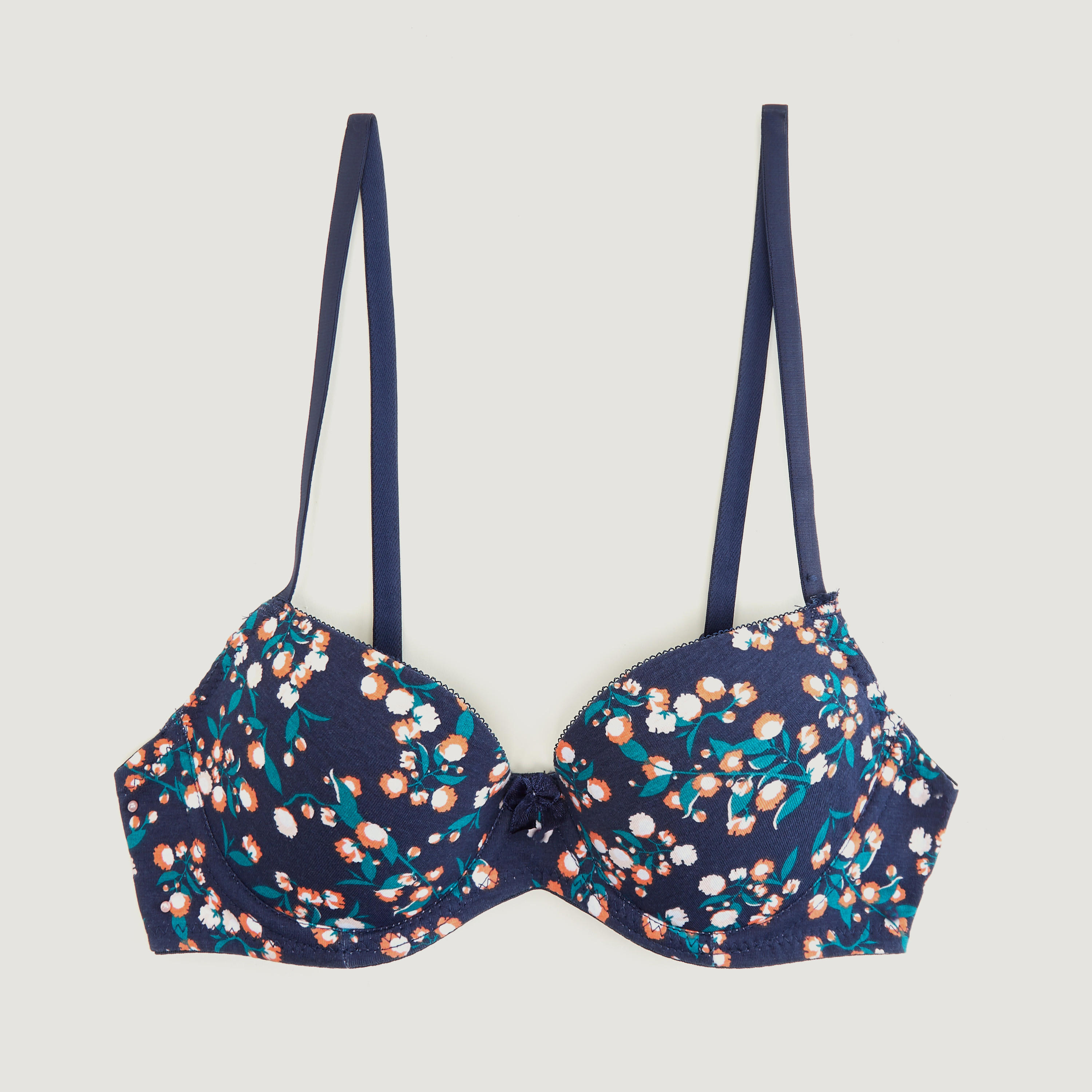 صدريّة تيشيرت بطبعات أزهار وأحزمة قابلة للتّعديل وتفاصيل فيونكة-women-clothing-lingerie-bras-image-1