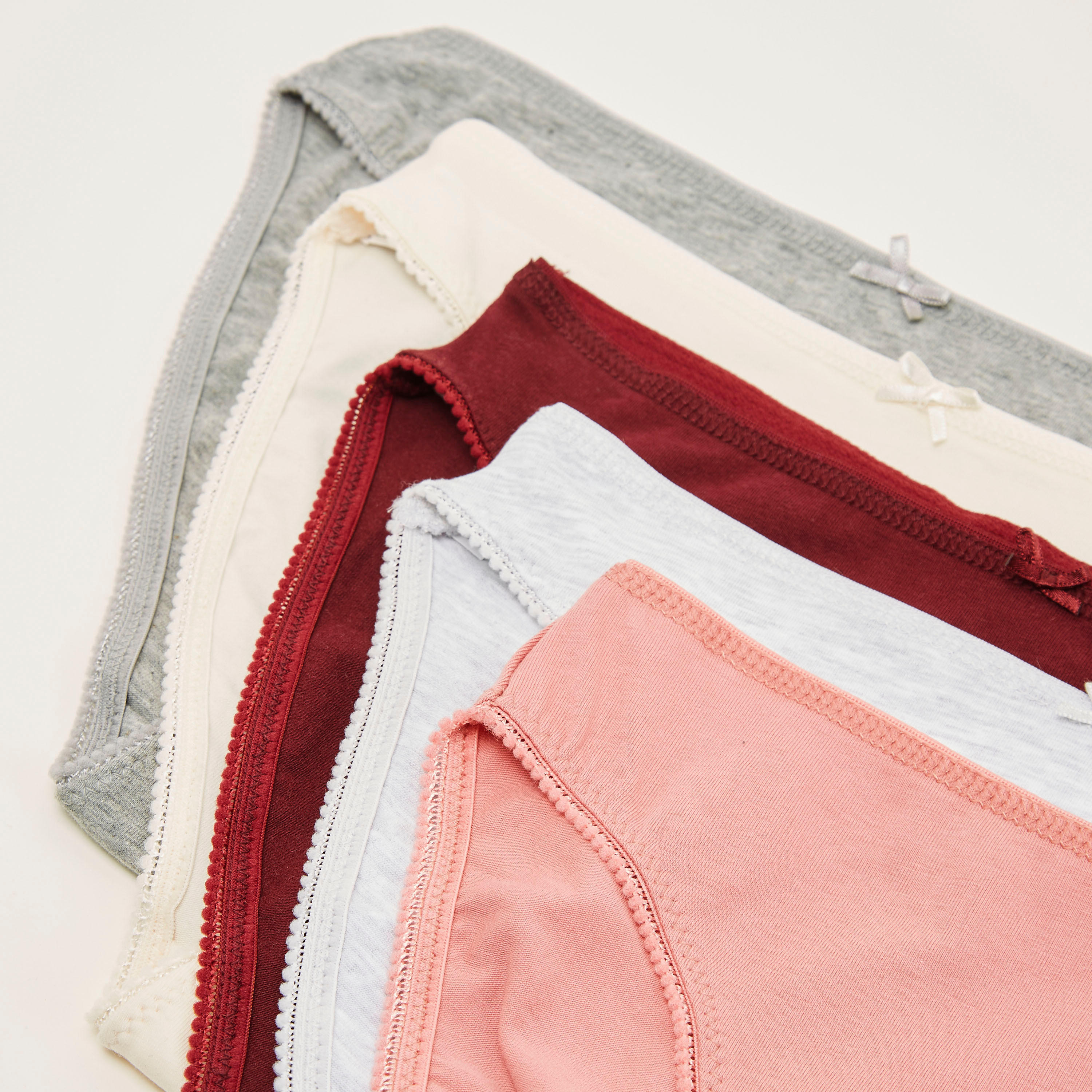سراويل داخليّة هيبستر سادة بتفاصيل فيونكة - طقم من 5-women-clothing-lingerie-panties-image-3