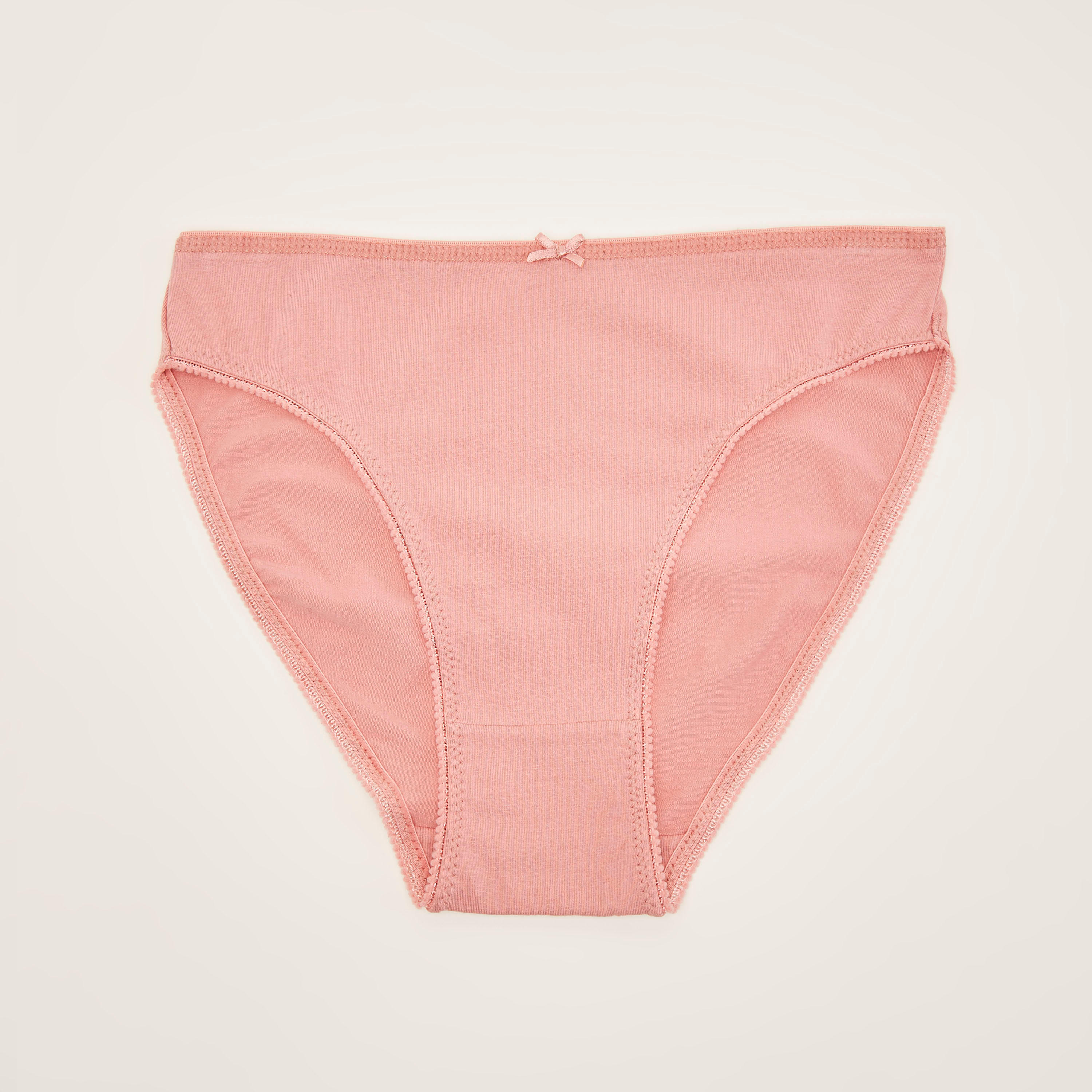 سراويل داخليّة هيبستر سادة بتفاصيل فيونكة - طقم من 5-women-clothing-lingerie-panties-image-2