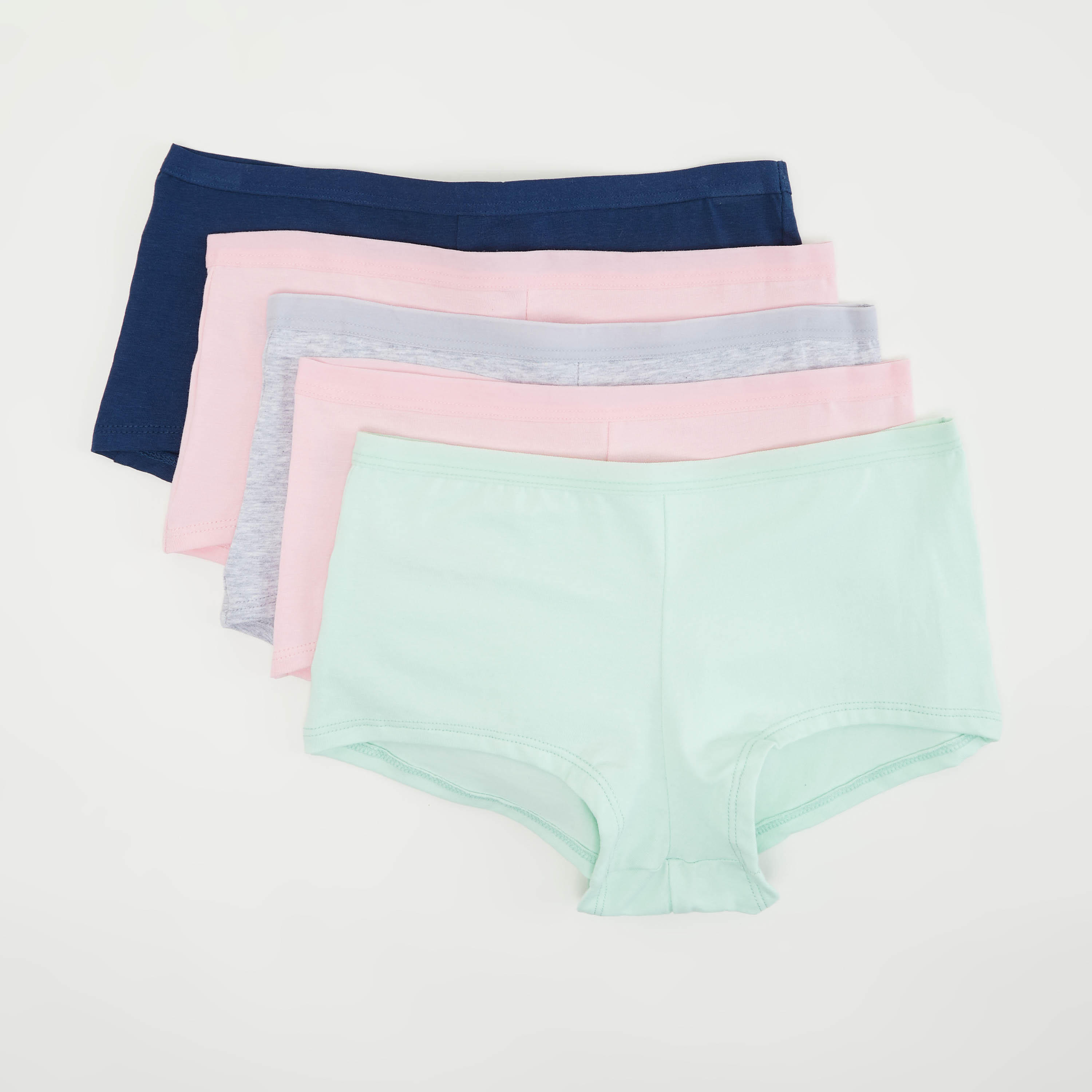 Set of 5 - Solid Boyshort Briefs with Elasticated Waist-women-clothing-lingerie-panties-image-1