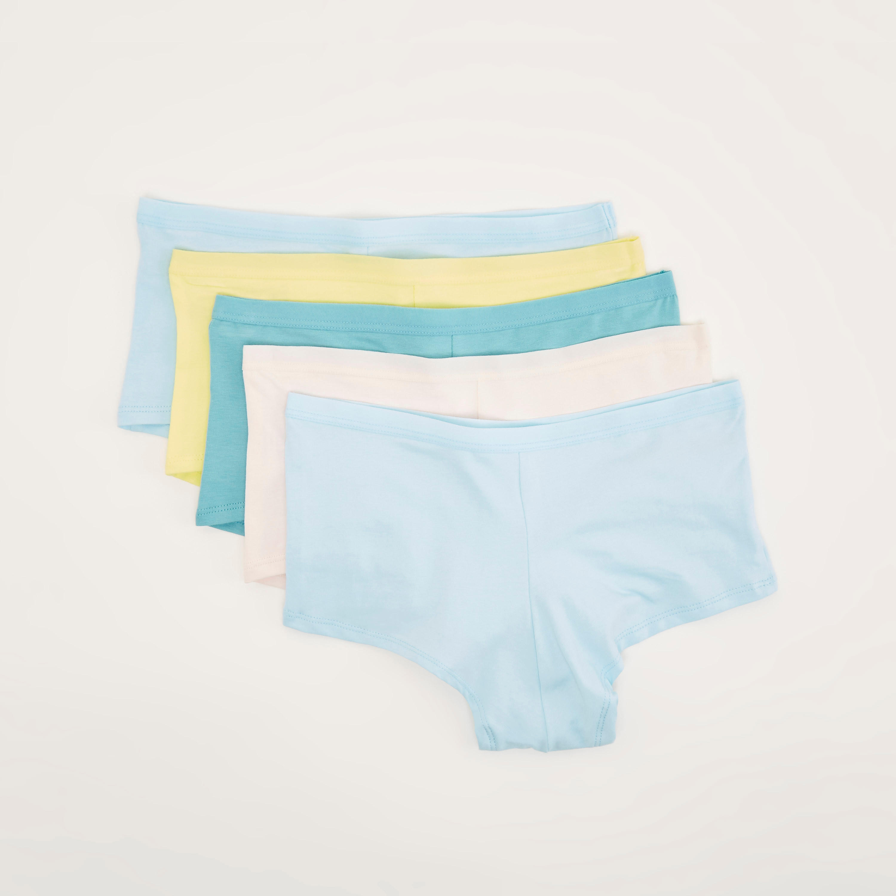 Set of 5 - Solid Boyshort Briefs with Elasticated Waistband-women-clothing-lingerie-panties-image-1