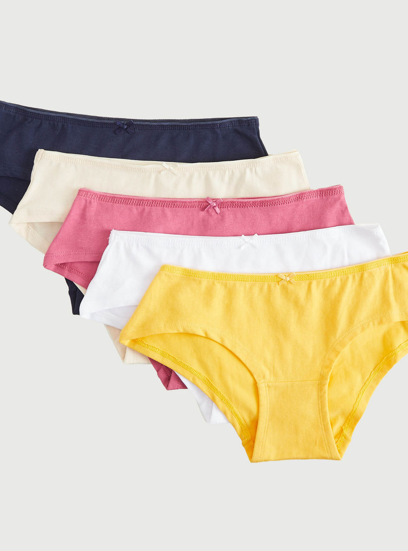 Set of 5 - Solid Hipster Briefs with Elasticated Waistband-women-clothing-lingerie-panties-image-1