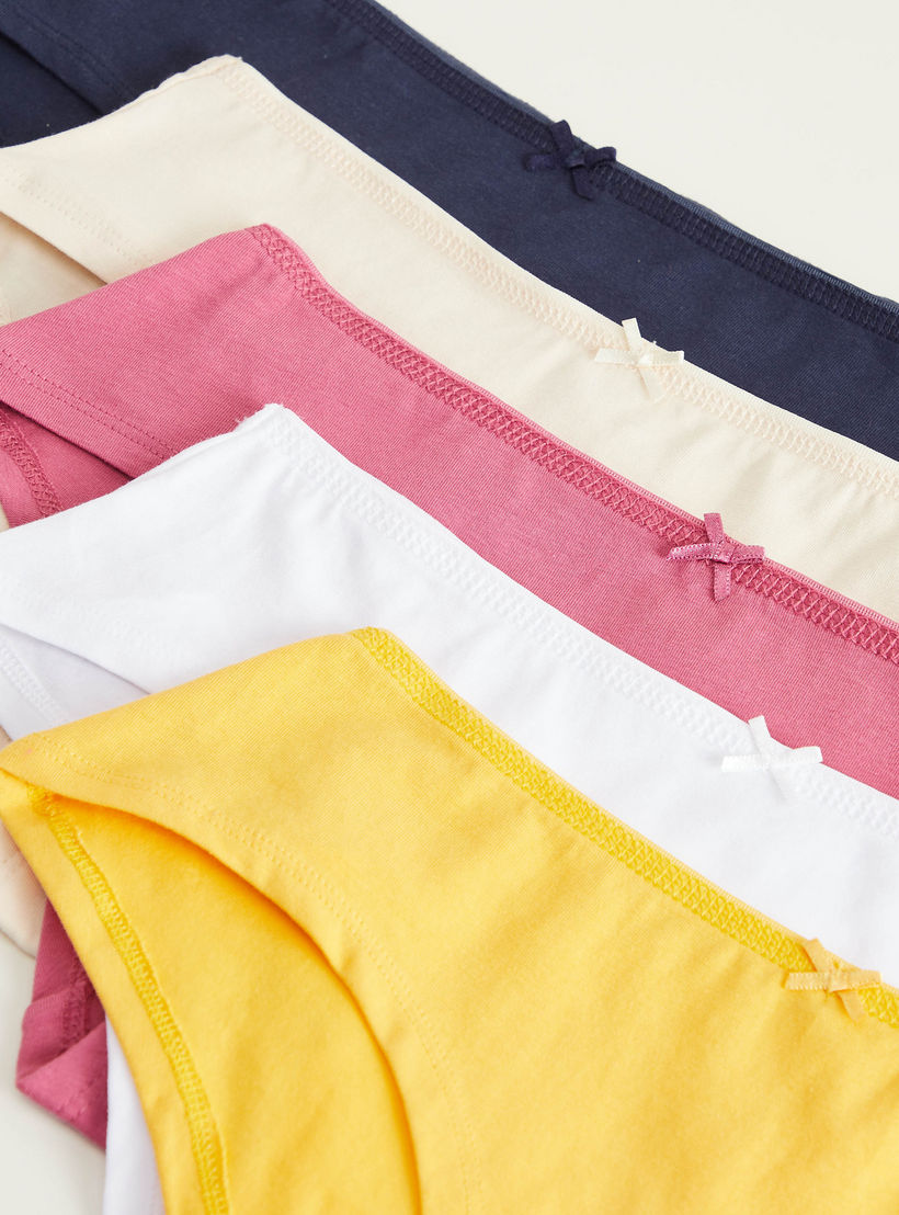 Set of 5 - Solid Hipster Briefs with Elasticated Waistband-women-clothing-lingerie-panties-image-2