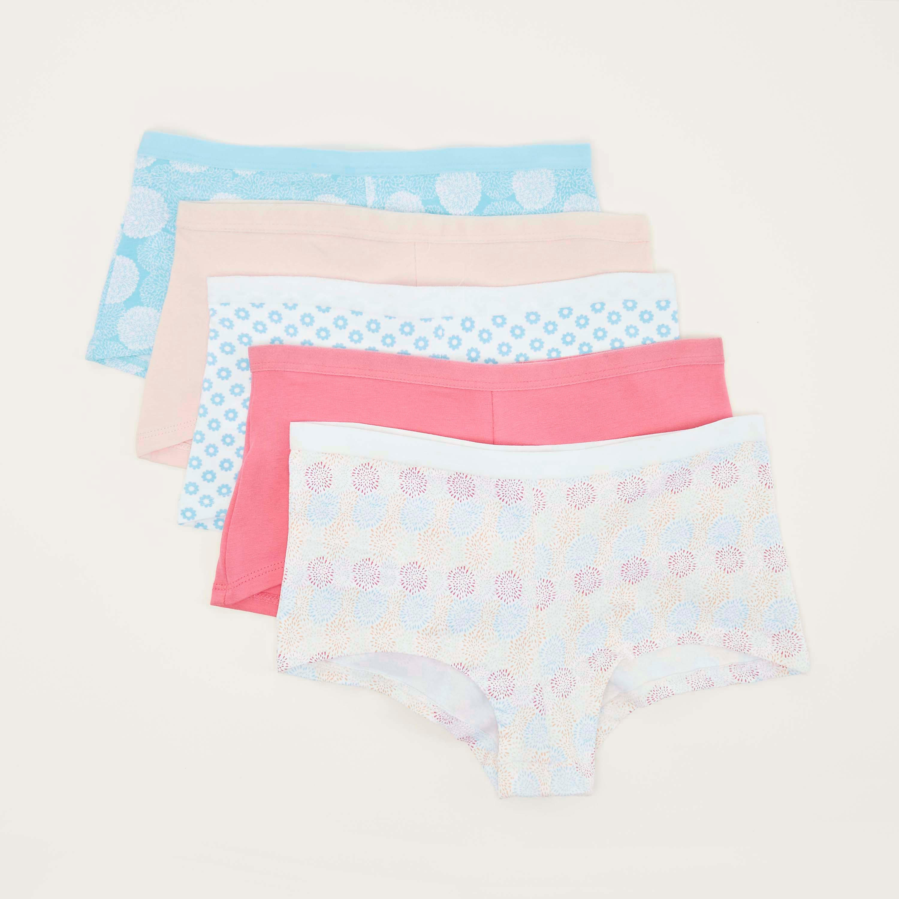 سراويل بوي شورت متنوّعة بخصر مطّاطي - طقم من 5-women-clothing-lingerie-panties-image-1