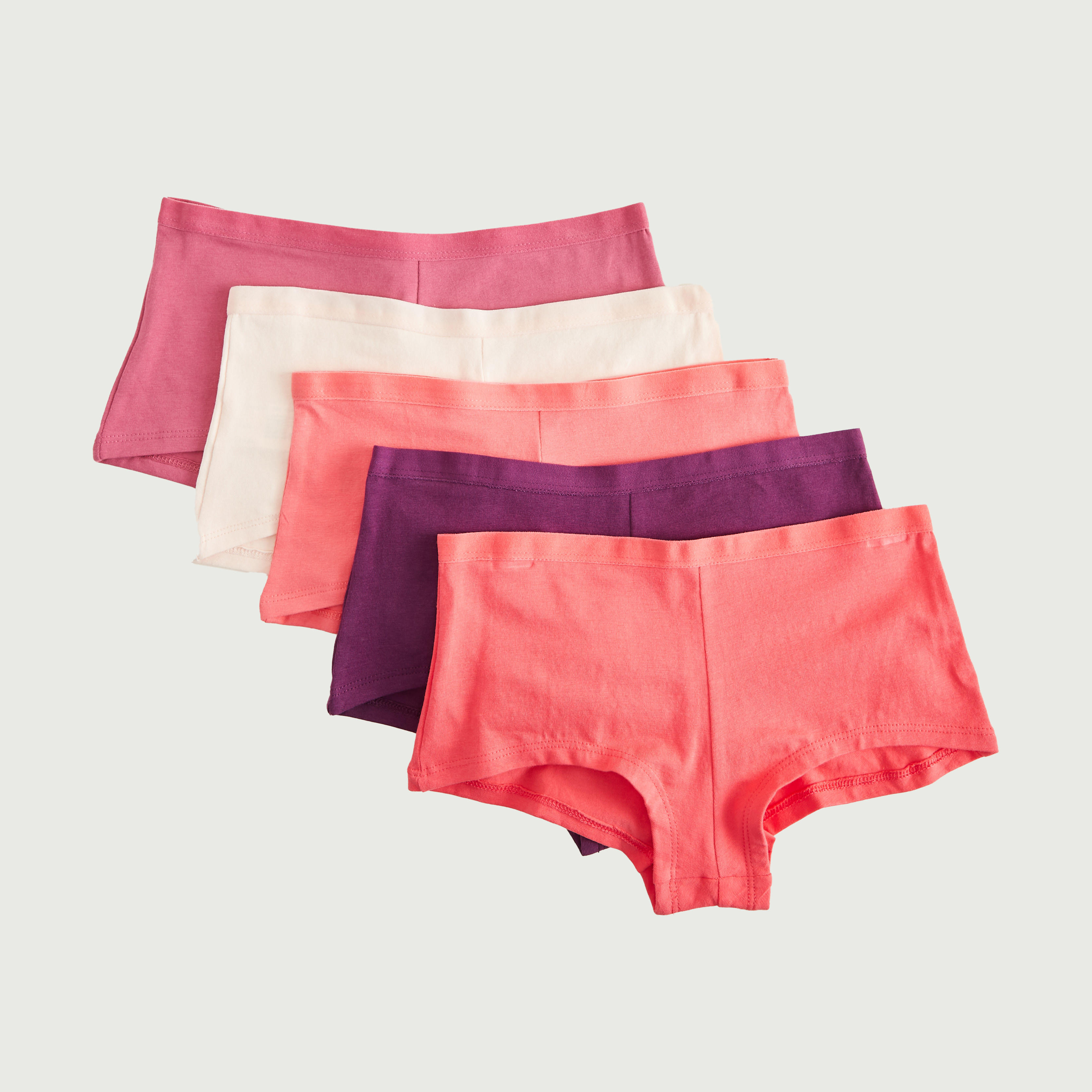 سراويل داخليّة مستدامة بوي شورت سادة بخصر مطّاطي - طقم من 5 قطع-women-clothing-lingerie-panties-image-1