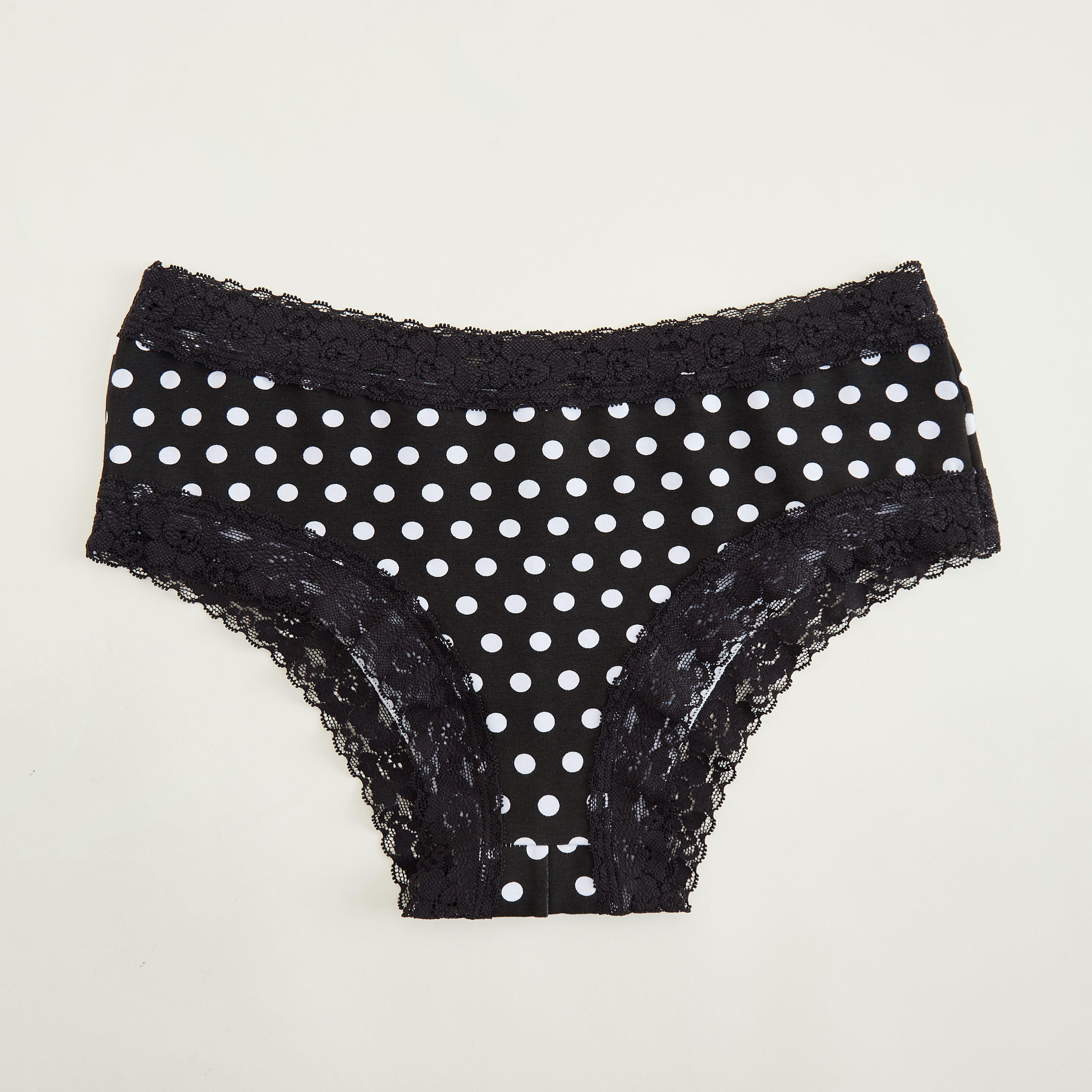سروال داخلي بطبعات منقطة وتفاصيل دانتيل-women-clothing-lingerie-panties-image-1