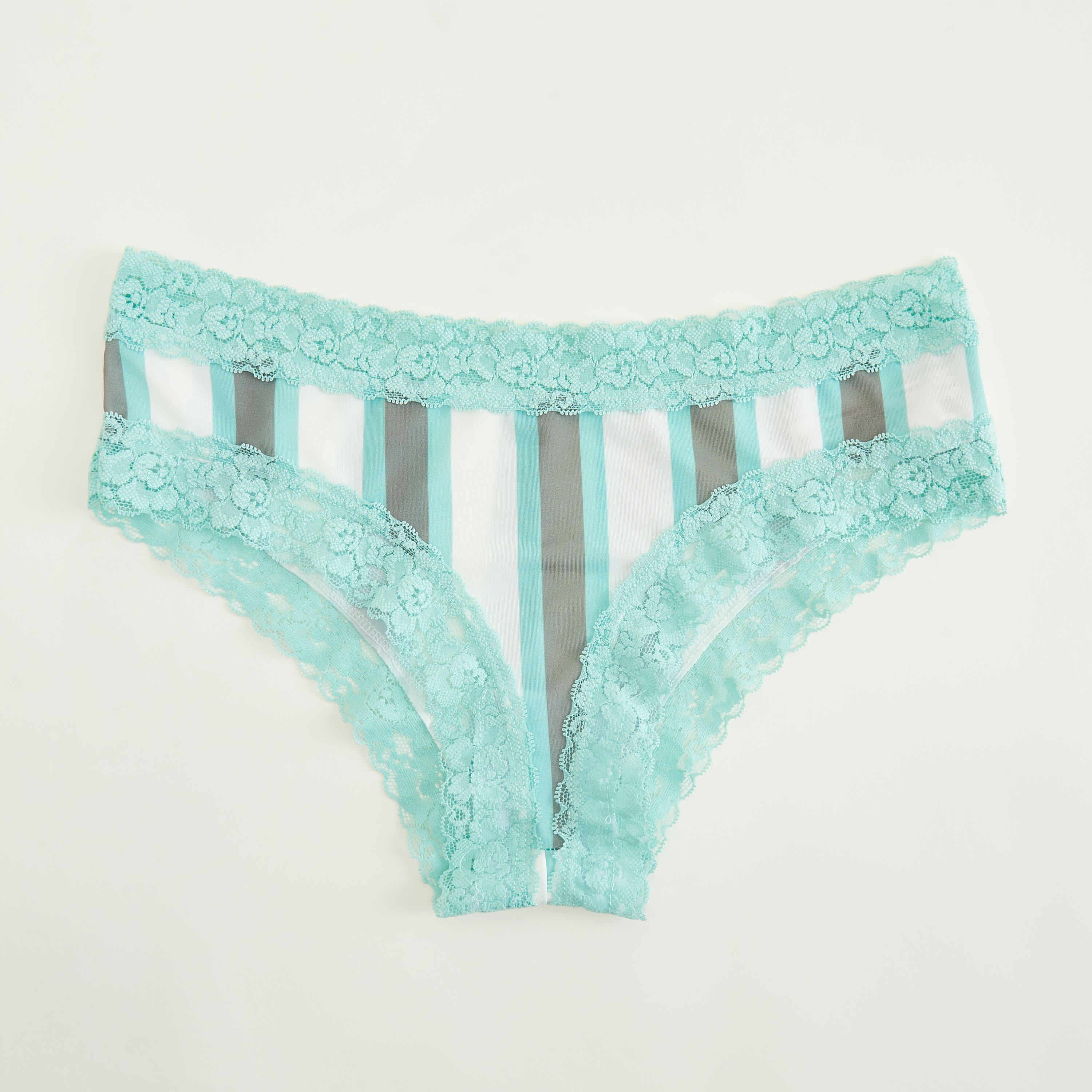 سروال هيبستر داخلي مخطط بتفاصيل دانتيل وخصر مطّاطي-women-clothing-lingerie-panties-image-1