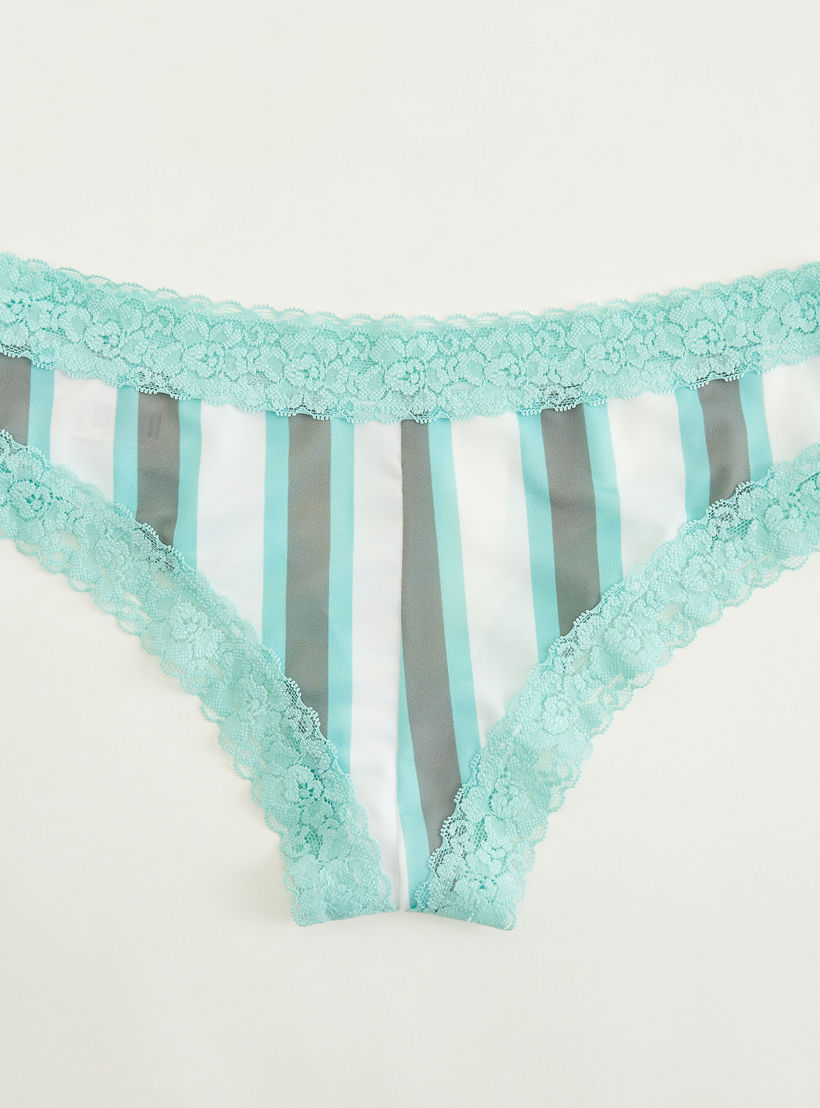 سروال هيبستر داخلي مخطط بتفاصيل دانتيل وخصر مطّاطي-women-clothing-lingerie-panties-image-3