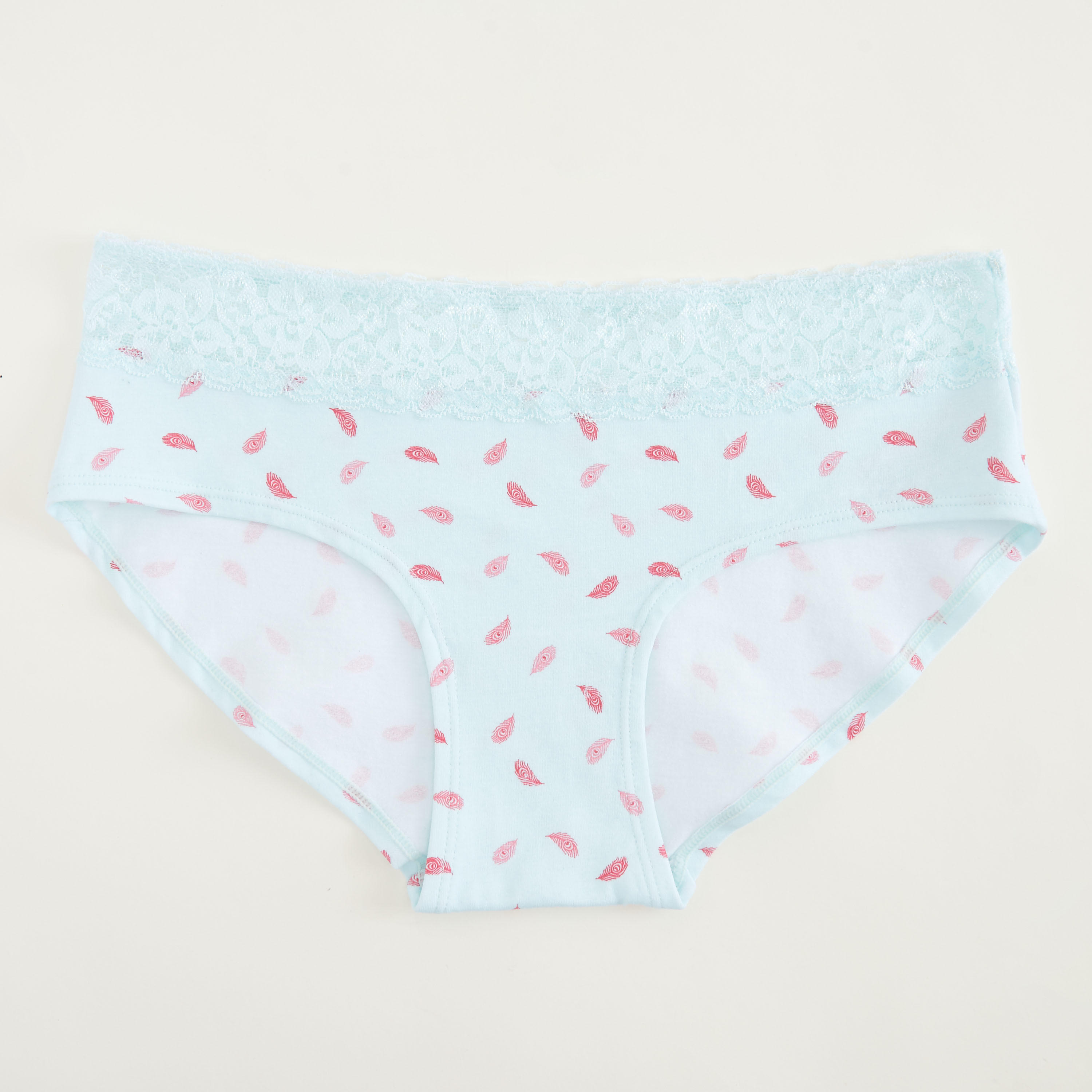 سروال داخلي هيبستر بخصر دانتيل مطاطي وطبعات ريش-women-clothing-lingerie-panties-image-1