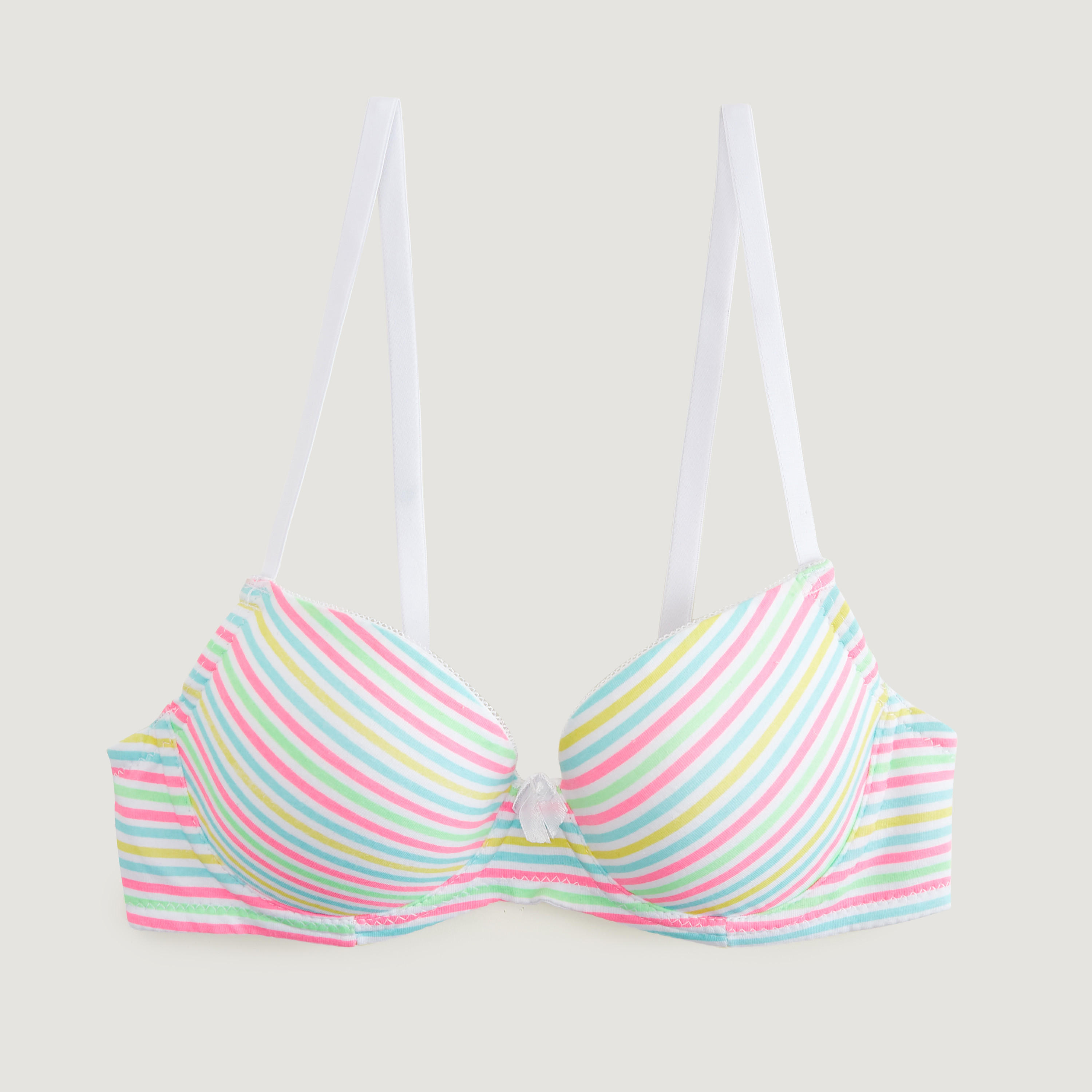 صدرية تيشيرت مقلّمة بخطّافة إغلاق وتفاصيل فيونكة-women-clothing-lingerie-bras-image-1