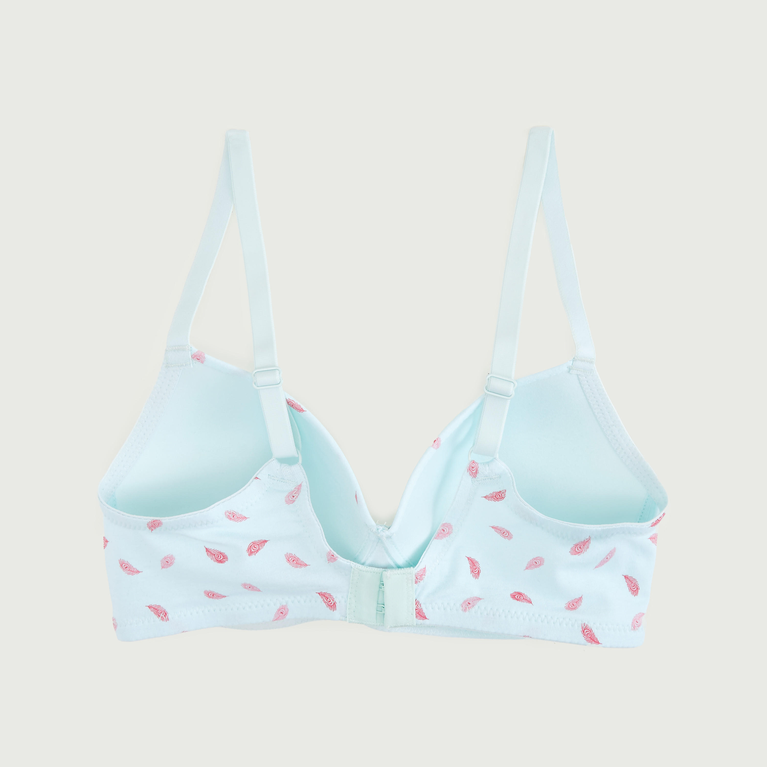 Feather Print Padded T-shirt Bra with Adjustable Straps-women-clothing-lingerie-bras-image-3