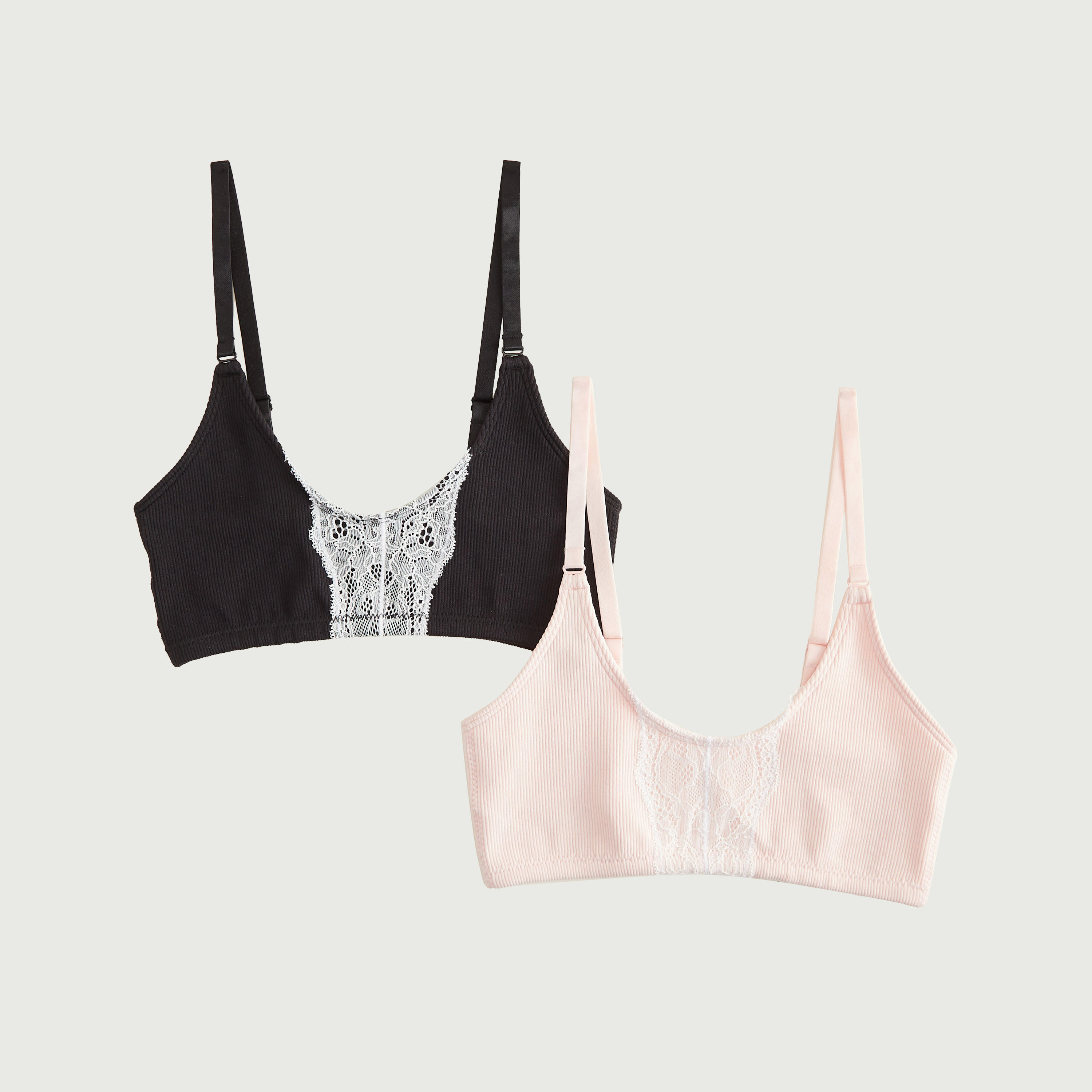 صدريّة رياضيّة غير مبطّنة بتفاصيل دانتيل وحمّالات قابلة للتّعديل - طقم من قطعتين-women-clothing-lingerie-bras-image-1